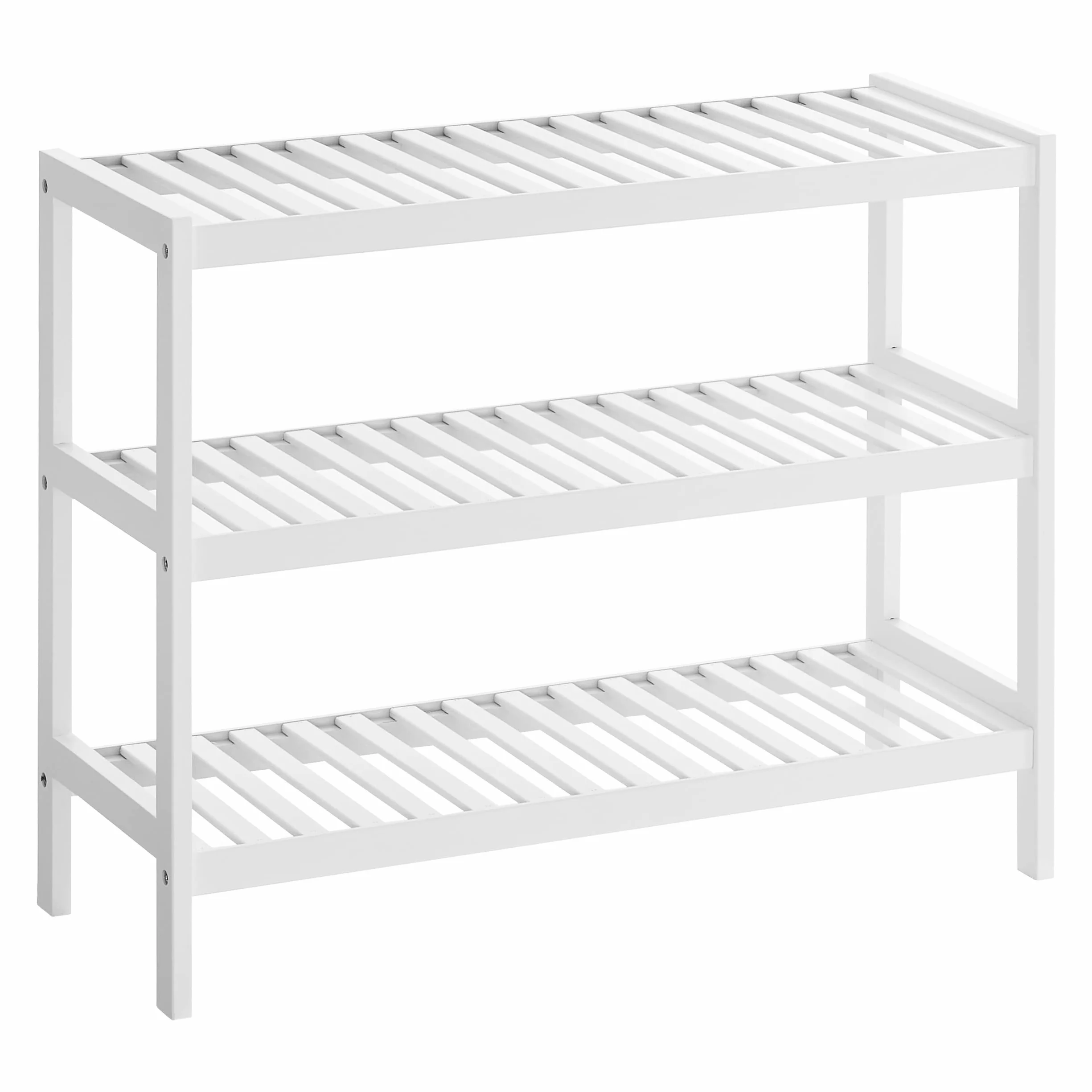 SONGMICS Scarpiera Ingresso 3 Ripiani Scaffale Portascarpe Legno Bambù Slim 26x70x55 cm Bianco LBS13W