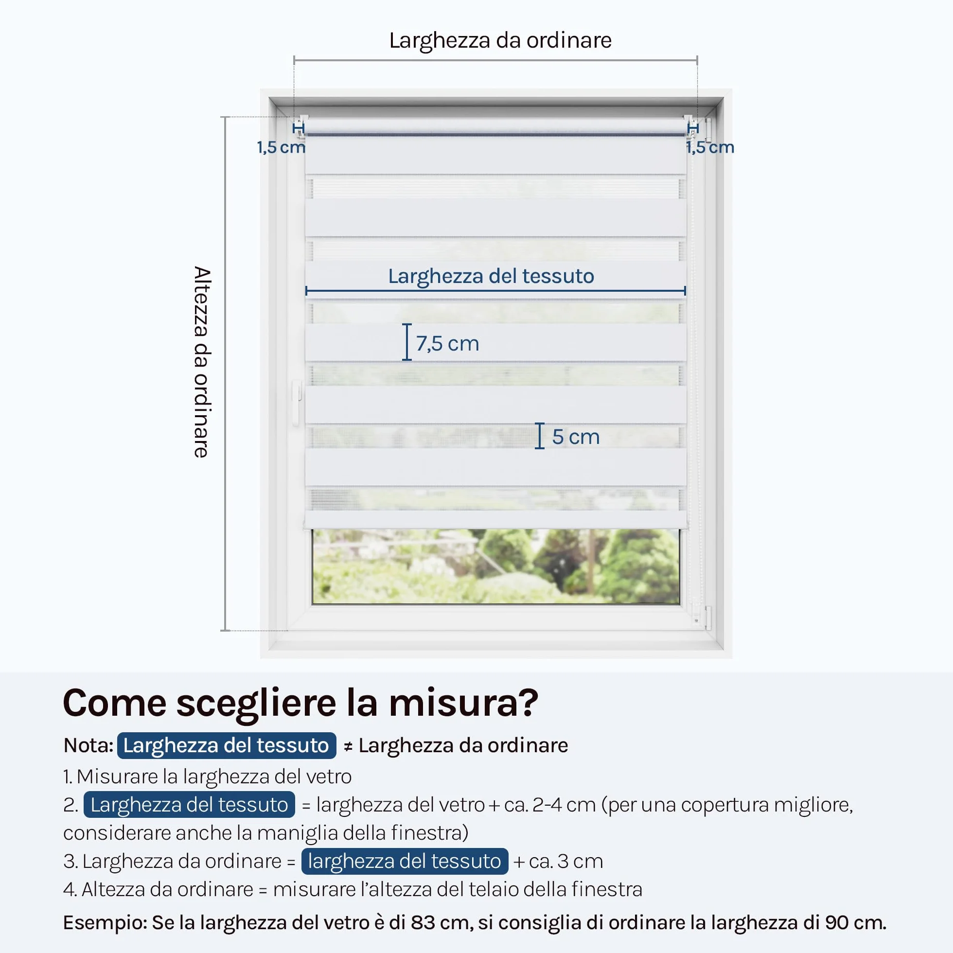 WOLTU Tenda a Rullo Doppio Strato Giorno e Notte, Oscurante, 75x220 cm, Bianco