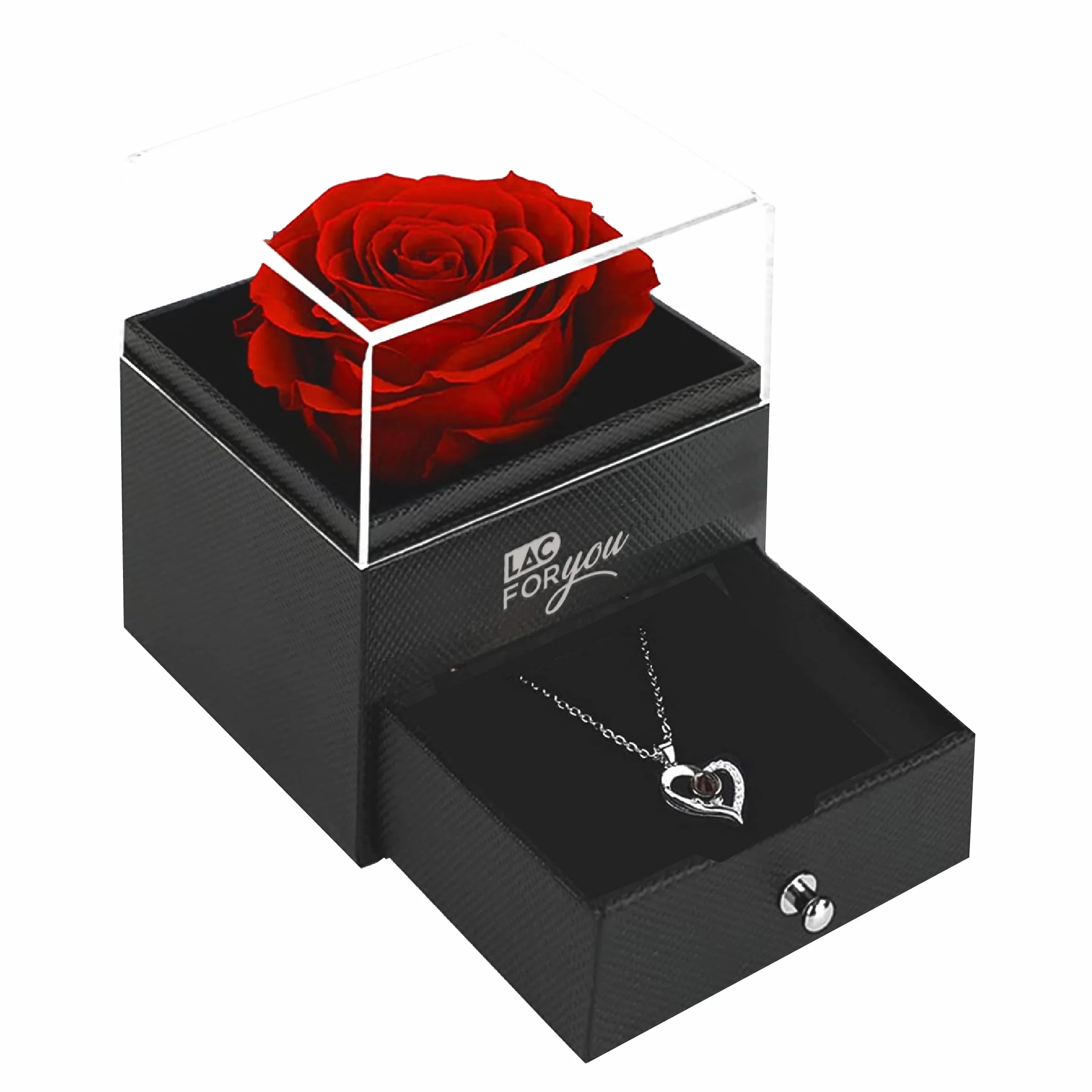 LAC FOR YOU Rosa Stabilizzata Vera Collana Idea Regalo Donna Compleanno Anniversario Rosa Eterna Mamma Fidanzata