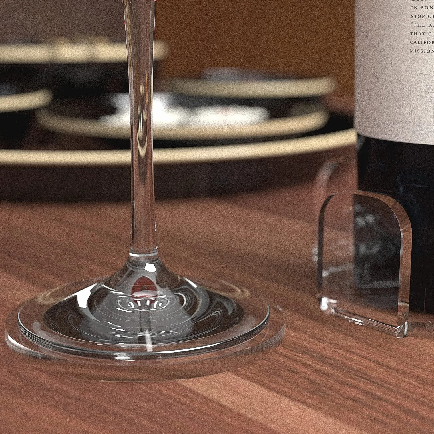 AGPLEX - Set sottobicchieri in vetro acrilico trasparente - Elegante set composto da 6 sottobicchieri e 1 sottobottiglia in acilico trasparente - Dischi da 85mm di diametro