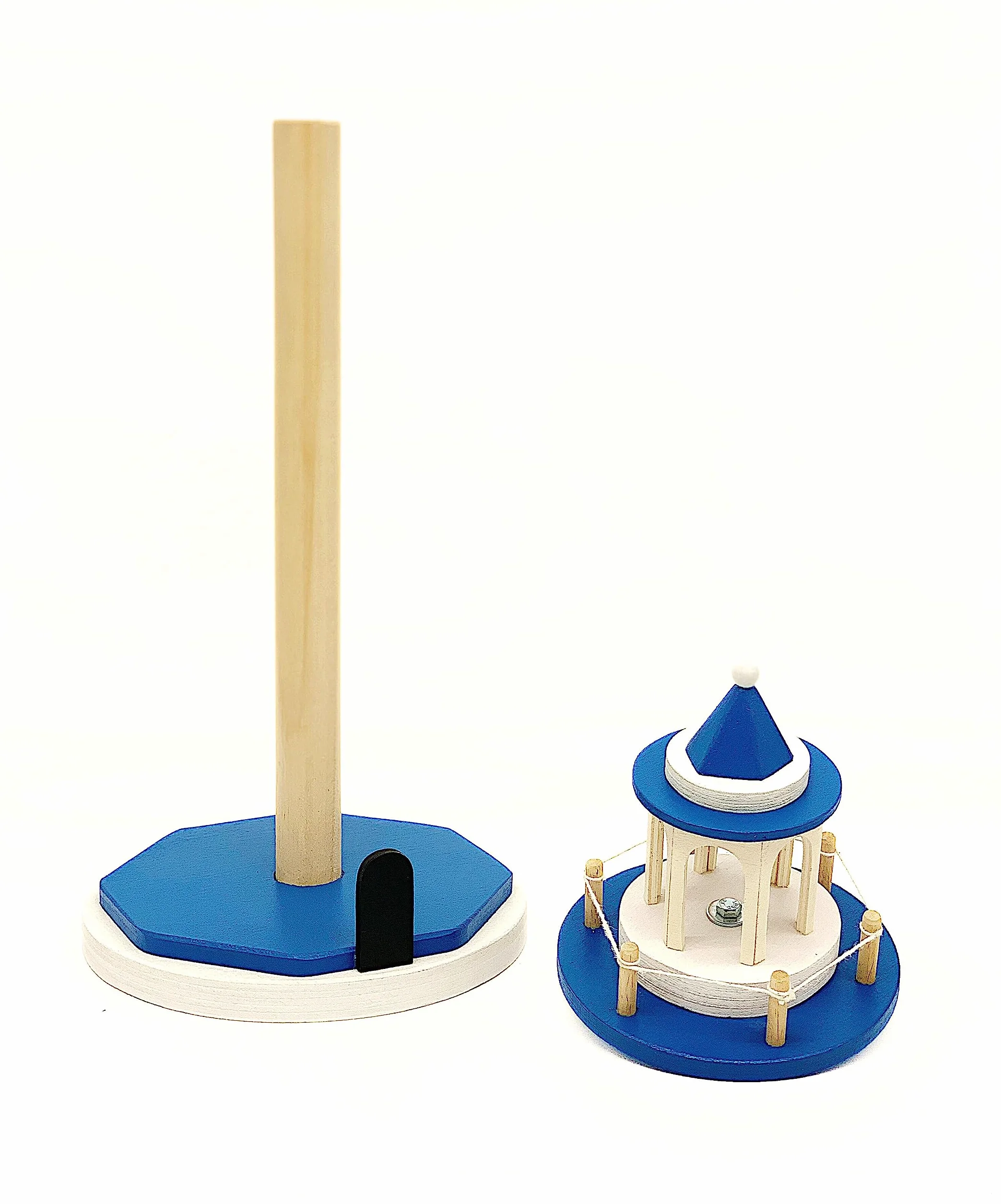 Porta rotolo carta da cucina, porta rotolo per casa, portarotolo legno blu azzurro, faro nautico in stile marino, arredo cucina, portarotolo carta, regalo per mamma