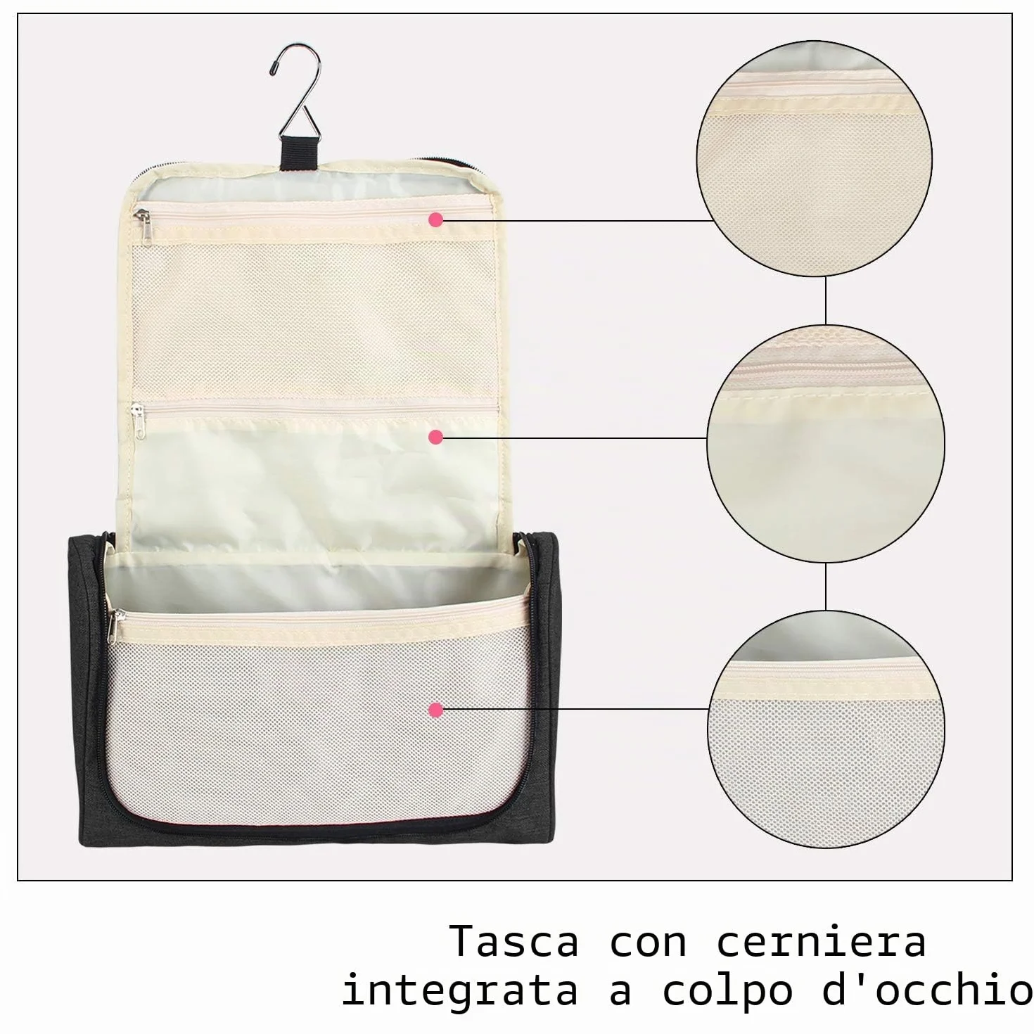 Teamoy Porta da Viaggio Compatibile con Dyson Airwrap Styler, Borsa a Muro Organizzatrice Portatile, Porta asciugacapelli con Gancio, Nero