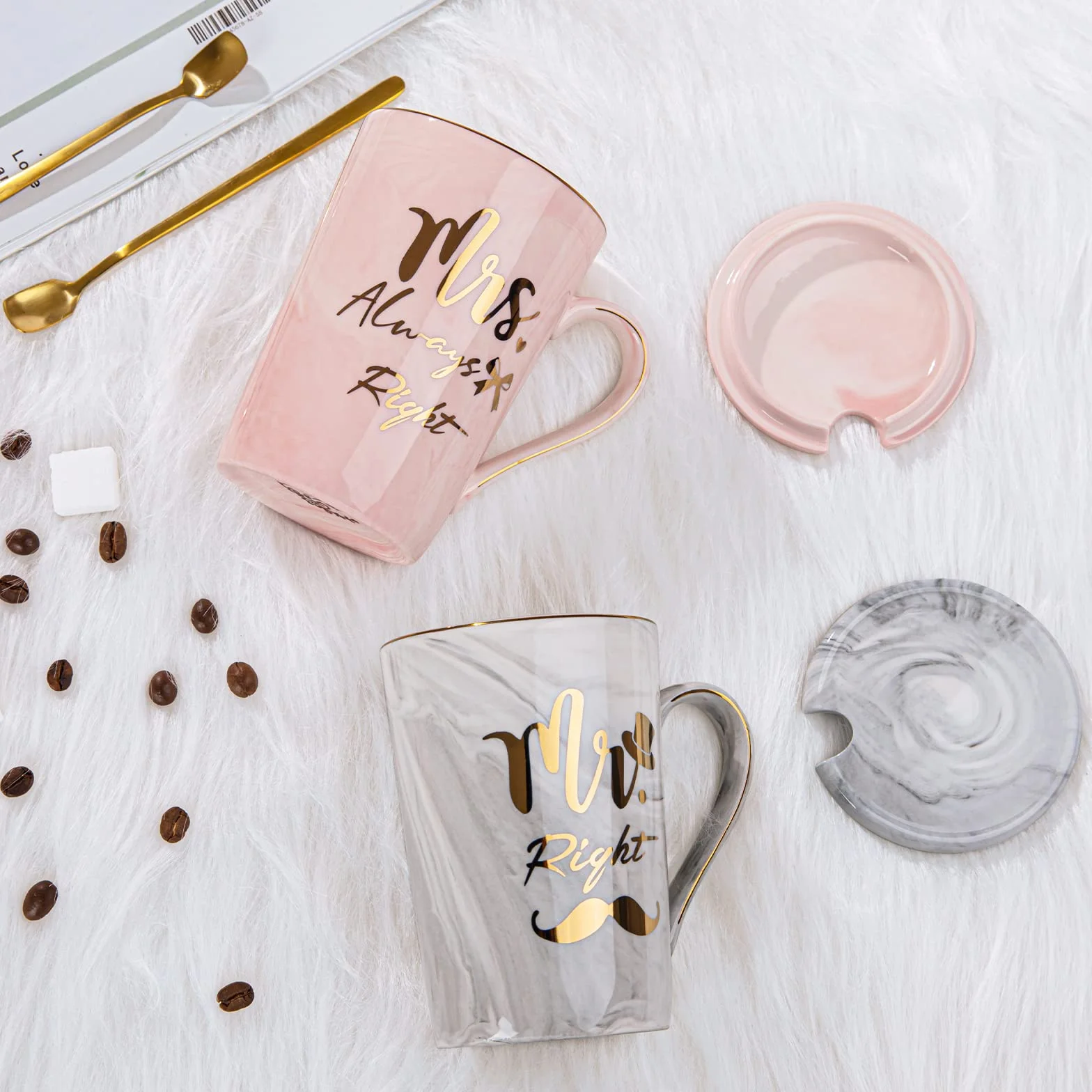 Tazza da Caffè in Ceramica Regalo Anniversario Matrimonio per Lui e Lei Mr Mrs Right