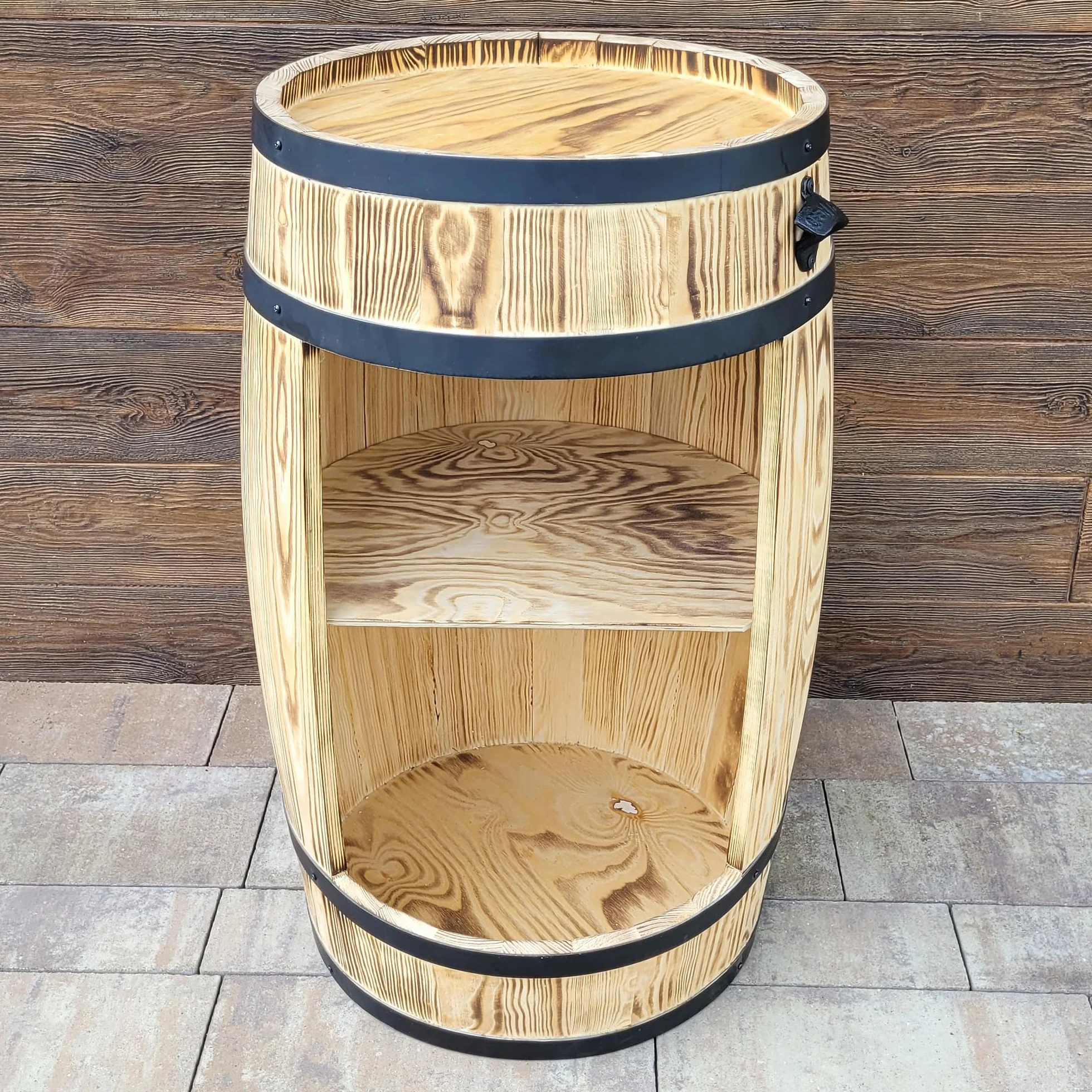 weeco Barile in legno con luci a LED – Armadietto da bar – Barile per vino – Armadietto per vino in stile retrò – Bar in botte di legno – Barile di vino bar 80 x 50 cm