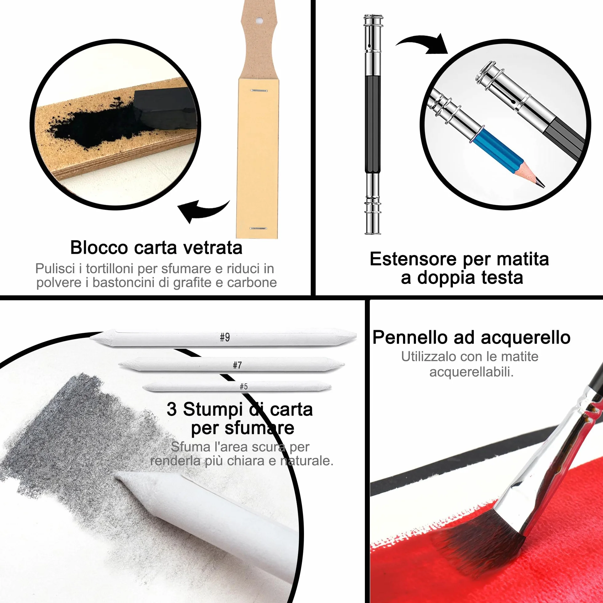 KALOUR 76 Kit di Disegno e Schizzo - Set di Materiali Artistici con Taccuino e Carta Acquerello - Include Tutorial, Matite Pastello, Acquerello, Schizzo, Colorate, Metalliche, Carboncino
