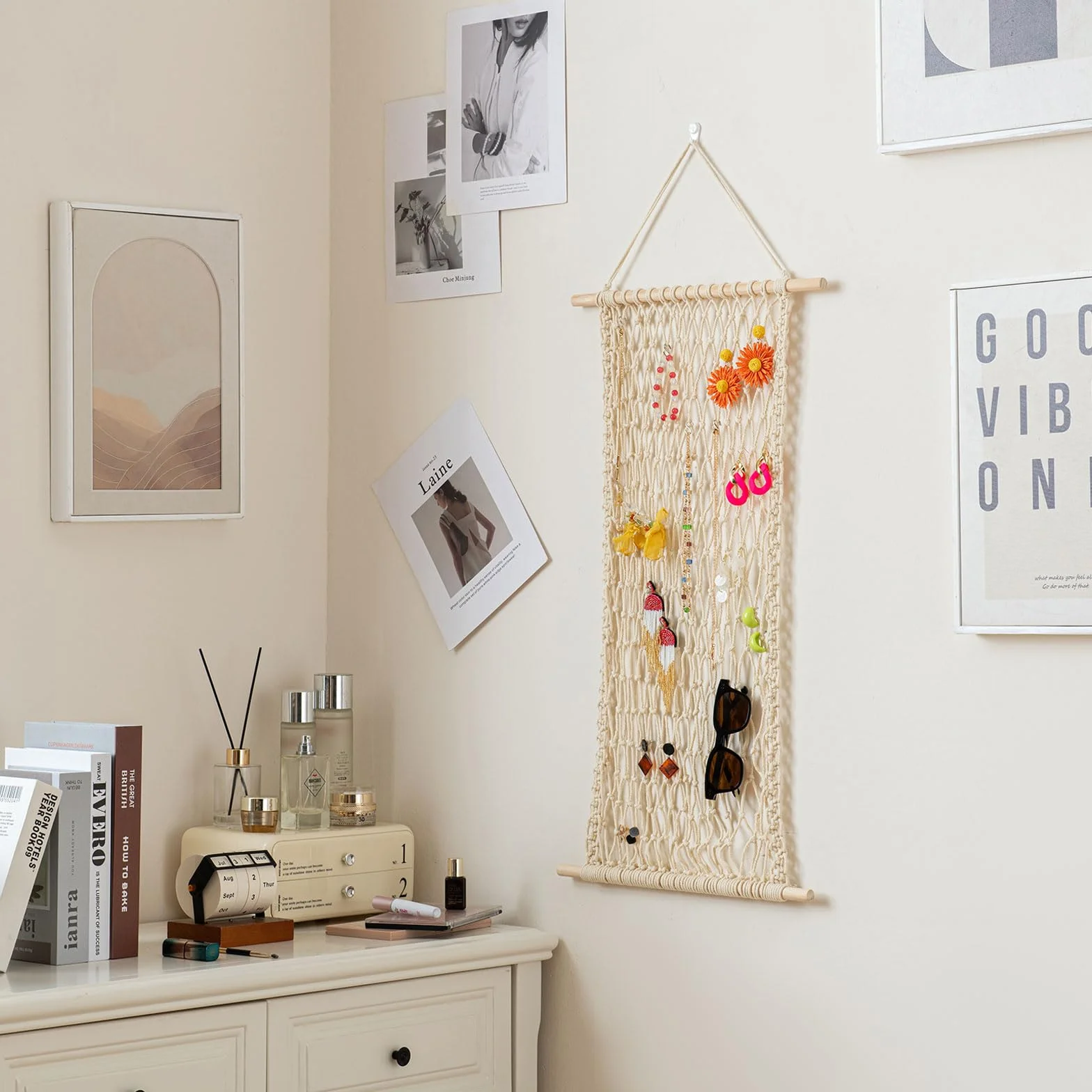 Pretty Jolly Organizer da parete per gioielli con 20 ganci a forma di S, collane, orecchini, bracciali, anelli (giallo)