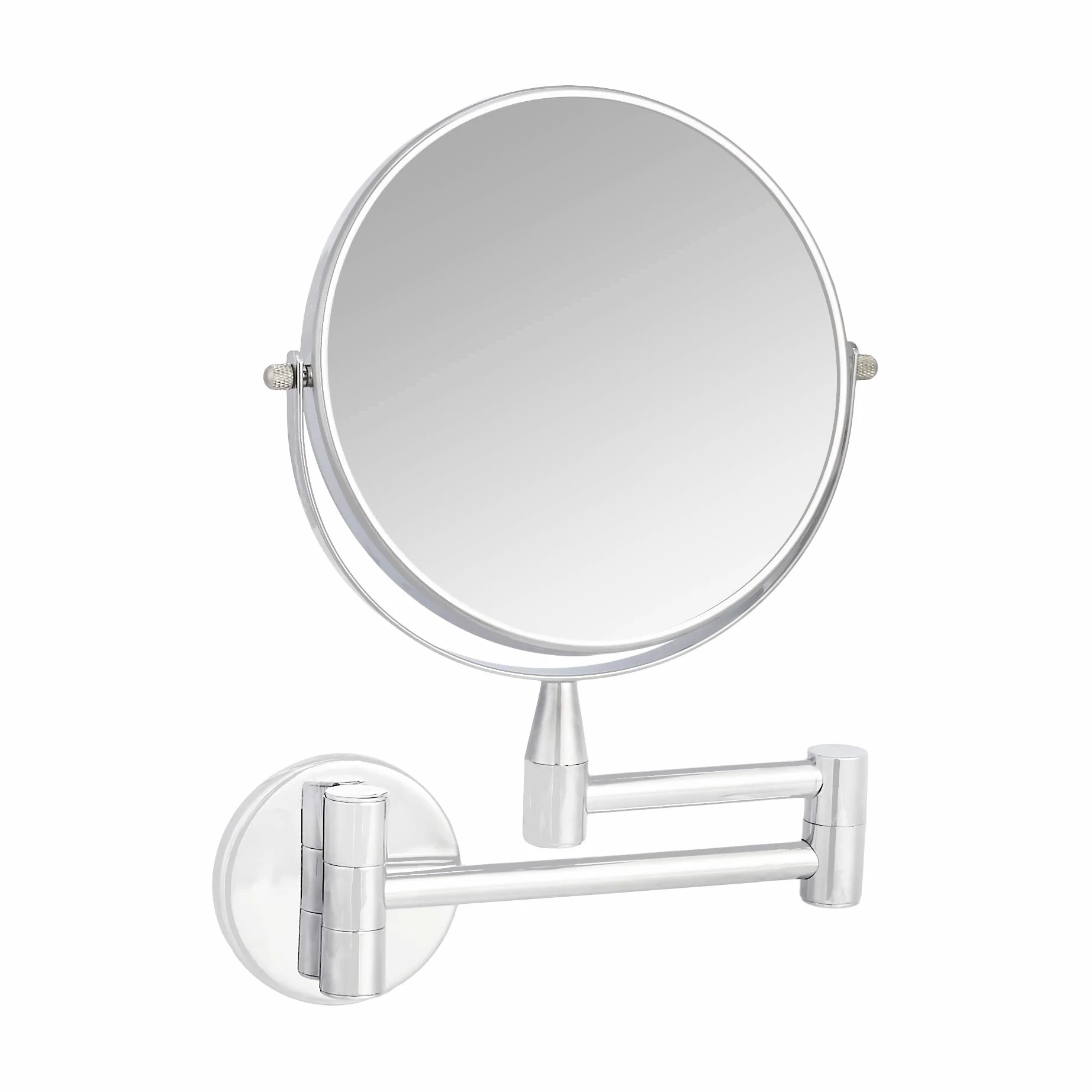 Amazon Basics Rotondo Specchio cosmetico da parete, ingrandimento 1x/5x, Cromo, 15.2 x 1.18 cm