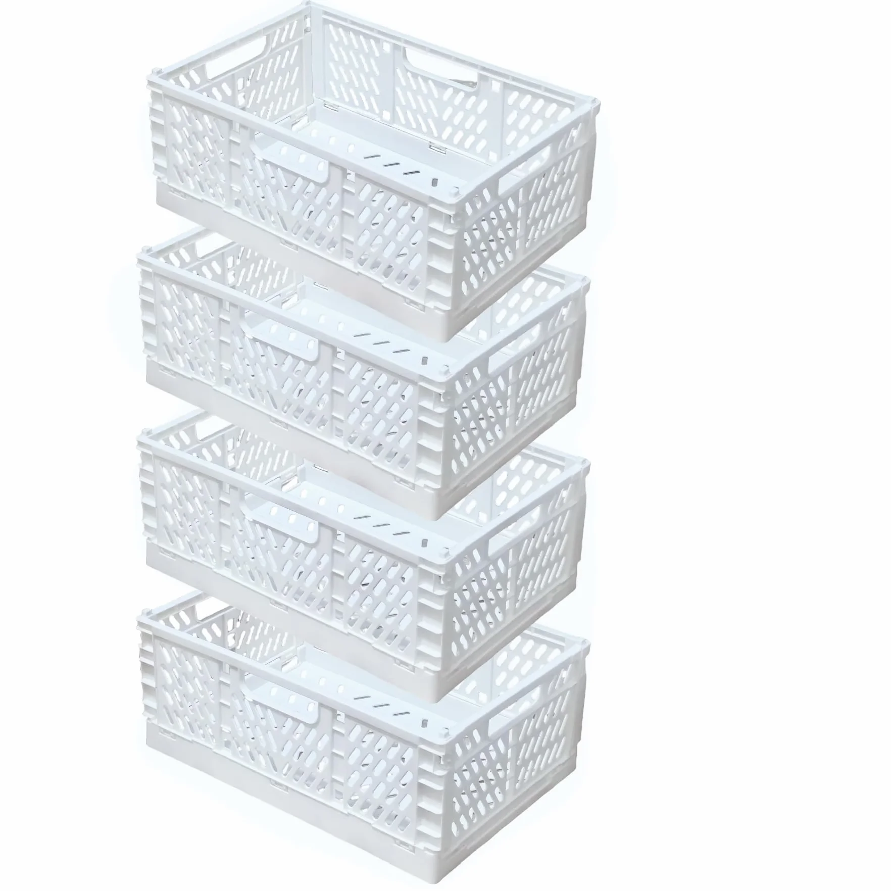 Cestino Portaoggetti Pieghevole Impilabile Plastica Cucina Bagno Ufficio Bianco 30x20x12cm