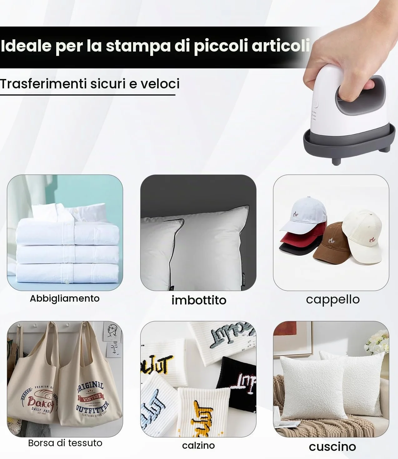LEAZZLE Mini pressa termica a trasferimento con base isolata per T-shirt, scarpe, HTV