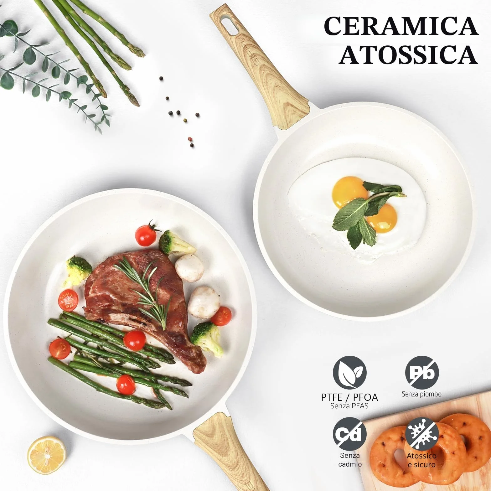 GiPP Padella Antiaderente 24 cm – Sana, Atossica, Compatibile Induzione, Senza PFAS/PFOA, Lavabile in Lavastoviglie