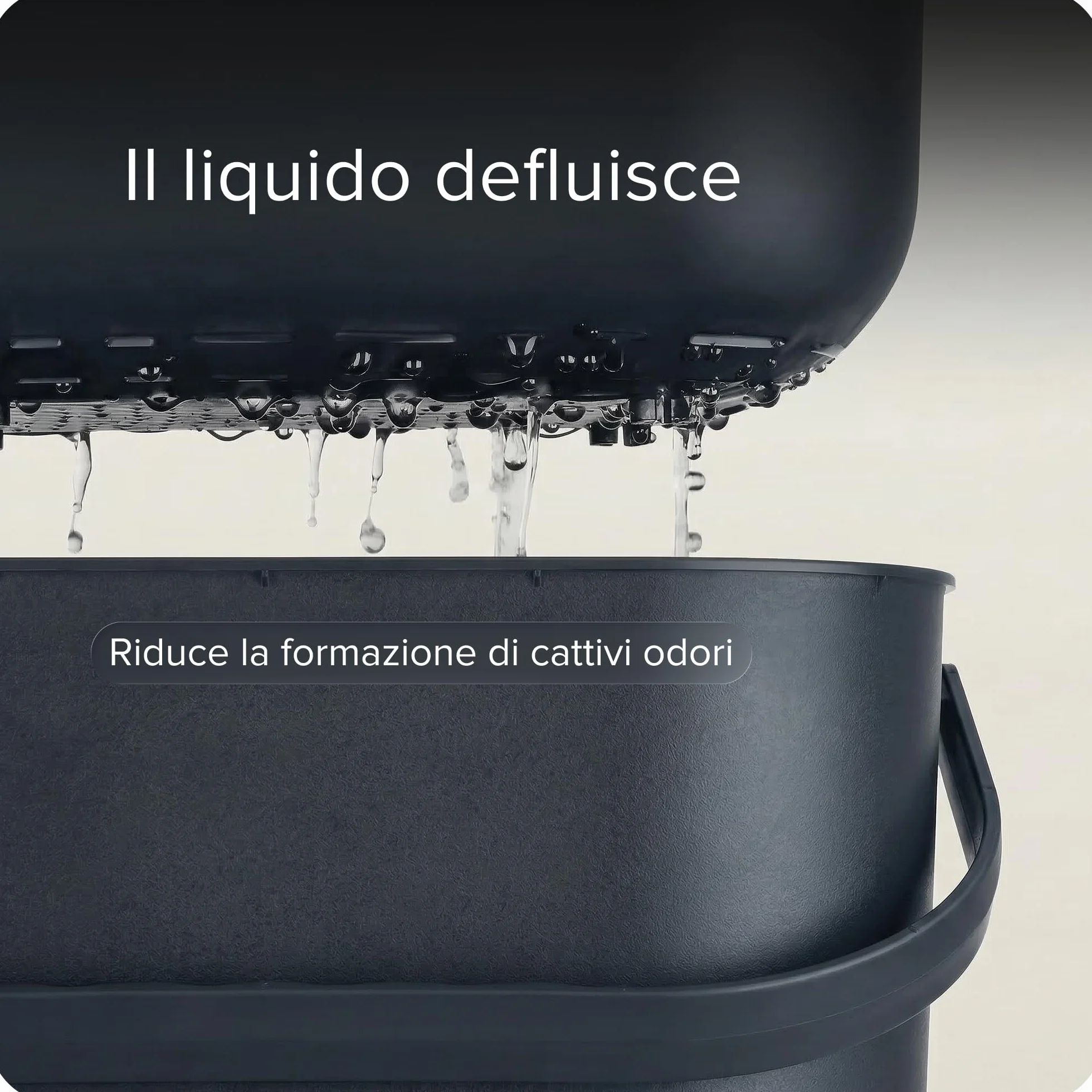 Black Sweden Home Bidone da Cucina Organico 7L per Compost- Secchio per Rifiuti Alimentari Inodore con Coperchio -Lavabile in Lavastoviglie & Ecologico- Organizer da Cucina per Uso Quotidiano | Grigio
