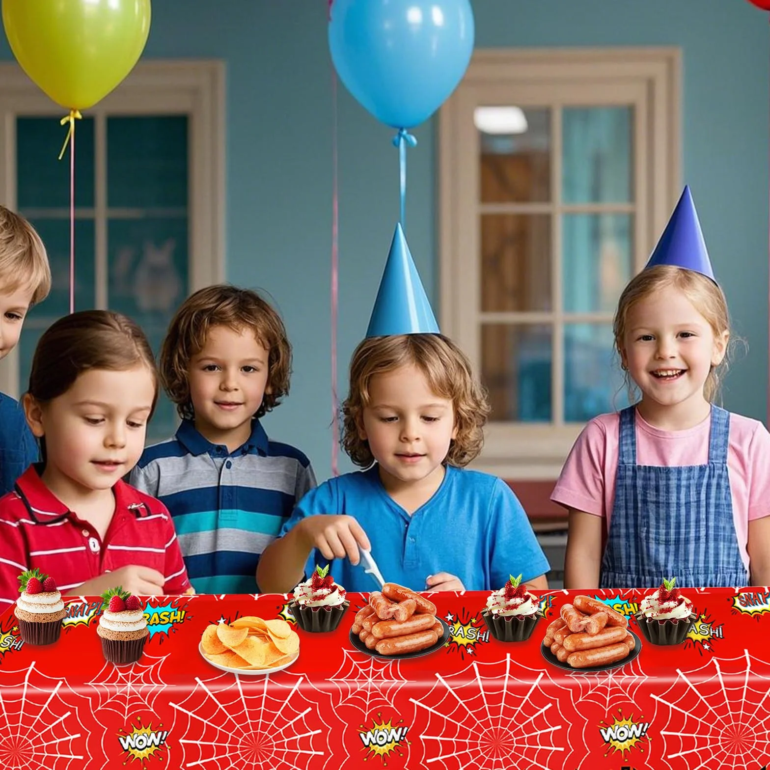 BOXOB 2pz Tovaglia Spider, 108x180cm Tovaglia a Forma di Ragno Impermeabile Decorazioni per Feste di Compleanno a Tema per Bambini e Bambine