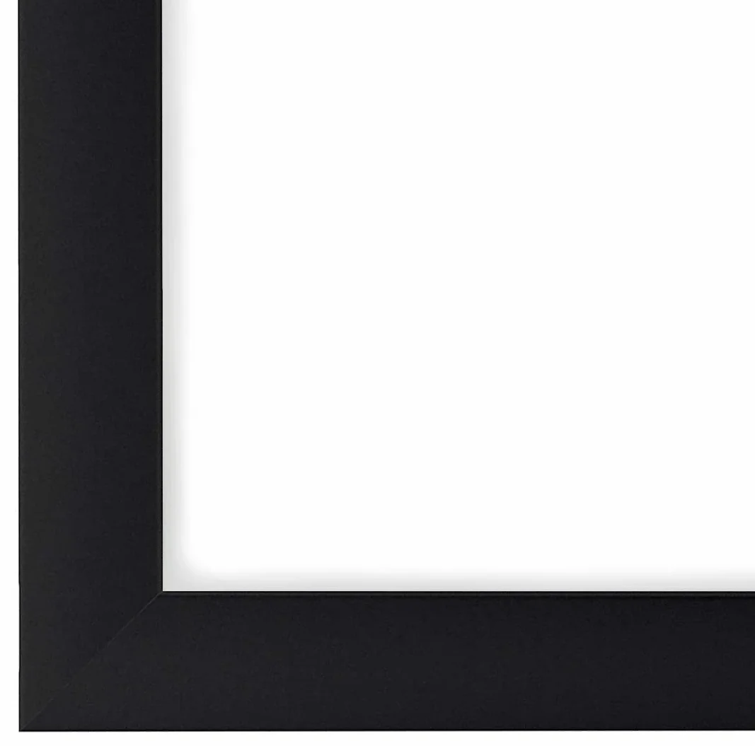 FRAMO 35mm Cornice per Immagini 32 x 46 cm | Nero Opaco | Cornice in MDF Fatta a Mano con lastra di Vetro Artificiale antiriflesso a Prova di Rottura e Robusta Parete Posteriore in MDF