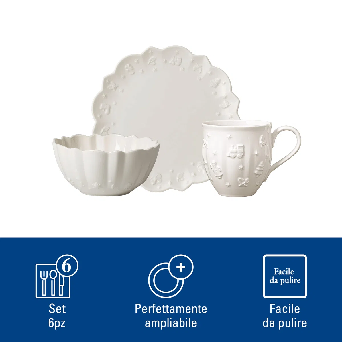 Villeroy & Boch – Toy's Delight Royal Classic servizio da caffè 6pz, piatti da colazione, ciotole per cereali, tazze, porcellana, lavabile in lavastoviglie, utilizzabile nel microonde