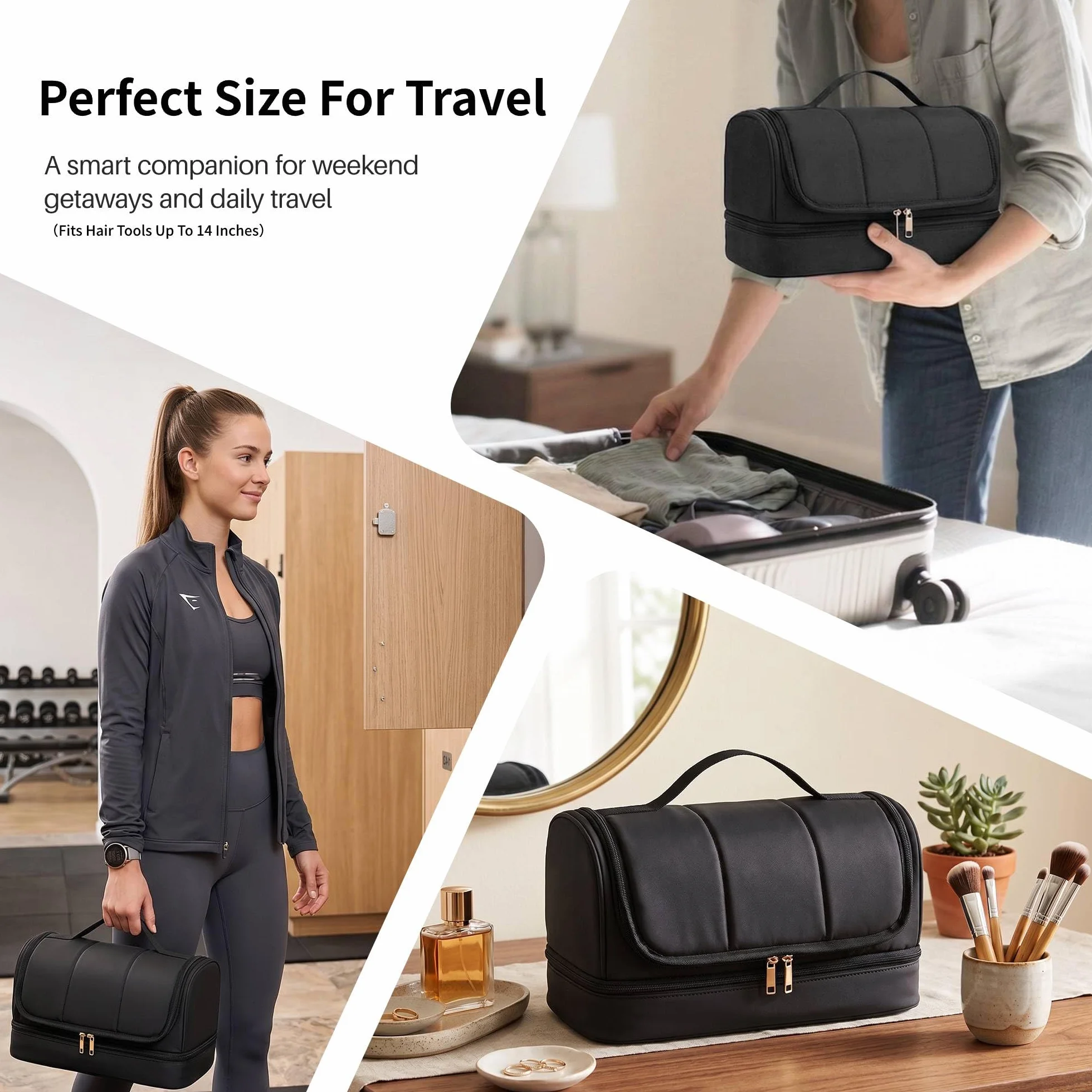 Custodia da viaggio da appendere per asciugacapelli, compatibile con Dyson Airwrap e Shark FlexStyle, borsa organizer idrorepellente con divisorio, beauty case da viaggio