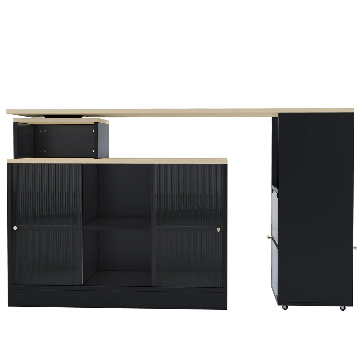 Tavolo da bar allungabile con vano portaoggetti, moderno tavolino girevole da bistrò, funzione credenza, ampio spazio di archiviazione, salvaspazio flessibile per soggiorno, sala da pranzo, cucina