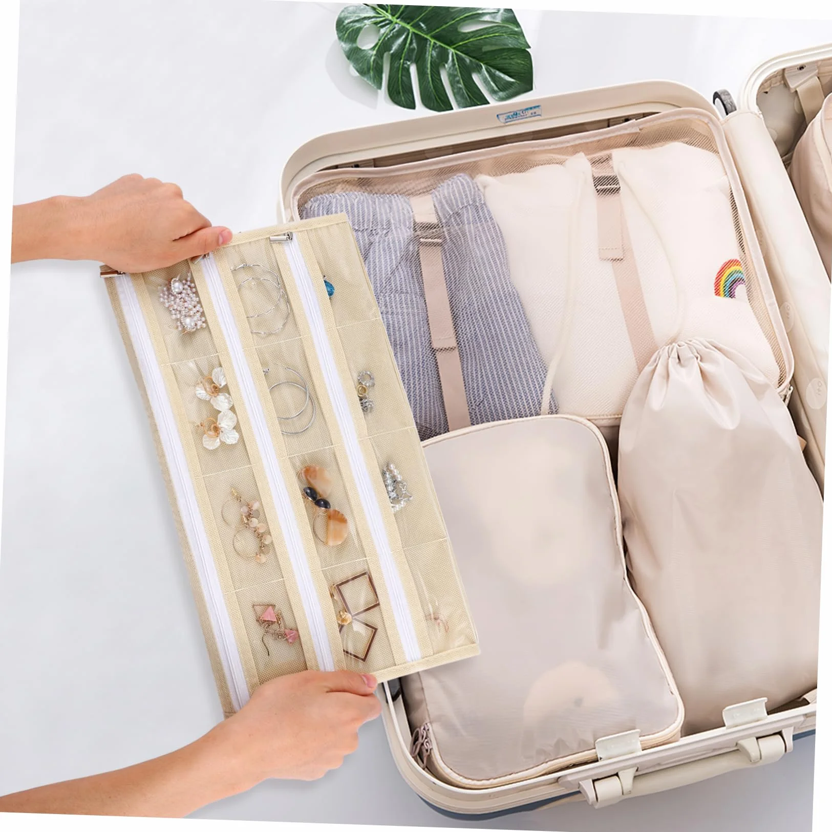 Organizer per gioielli con 66 tasche, doppio lato, per orecchini, collane, bracciali, anelli