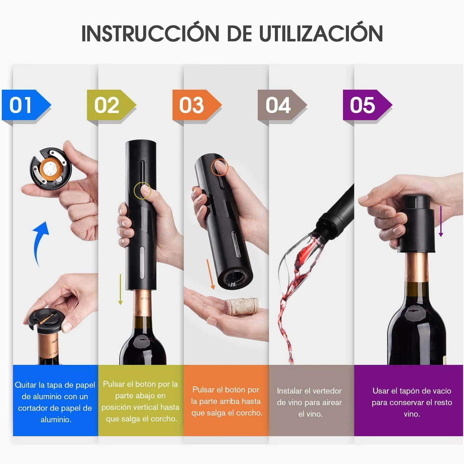 Apribottiglie di vino elettrico, set regalo con taglierina e versatore