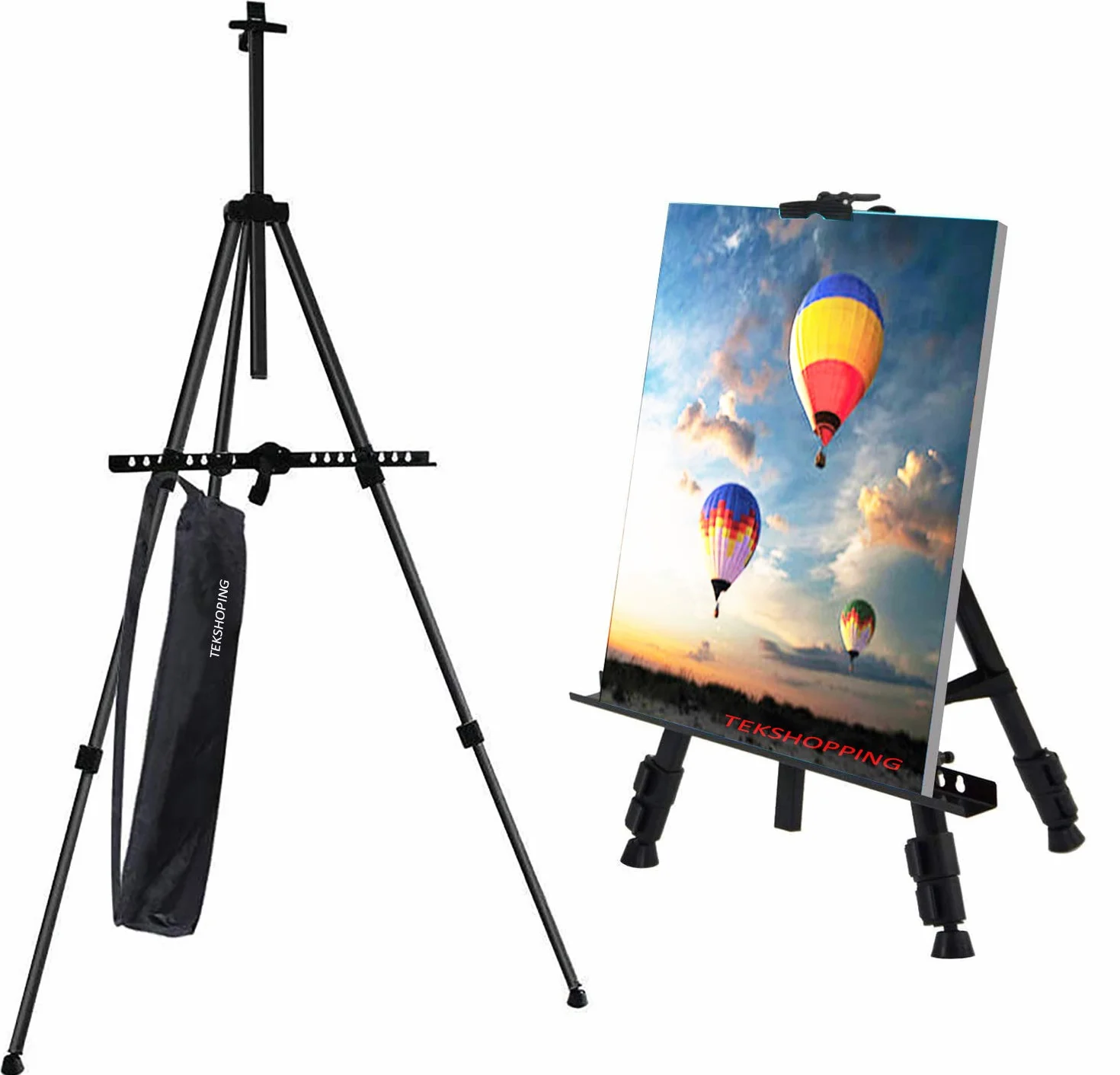 TEKSHOPPING Cavalletto Treppiede Portatile per Pittura Tela, Nero