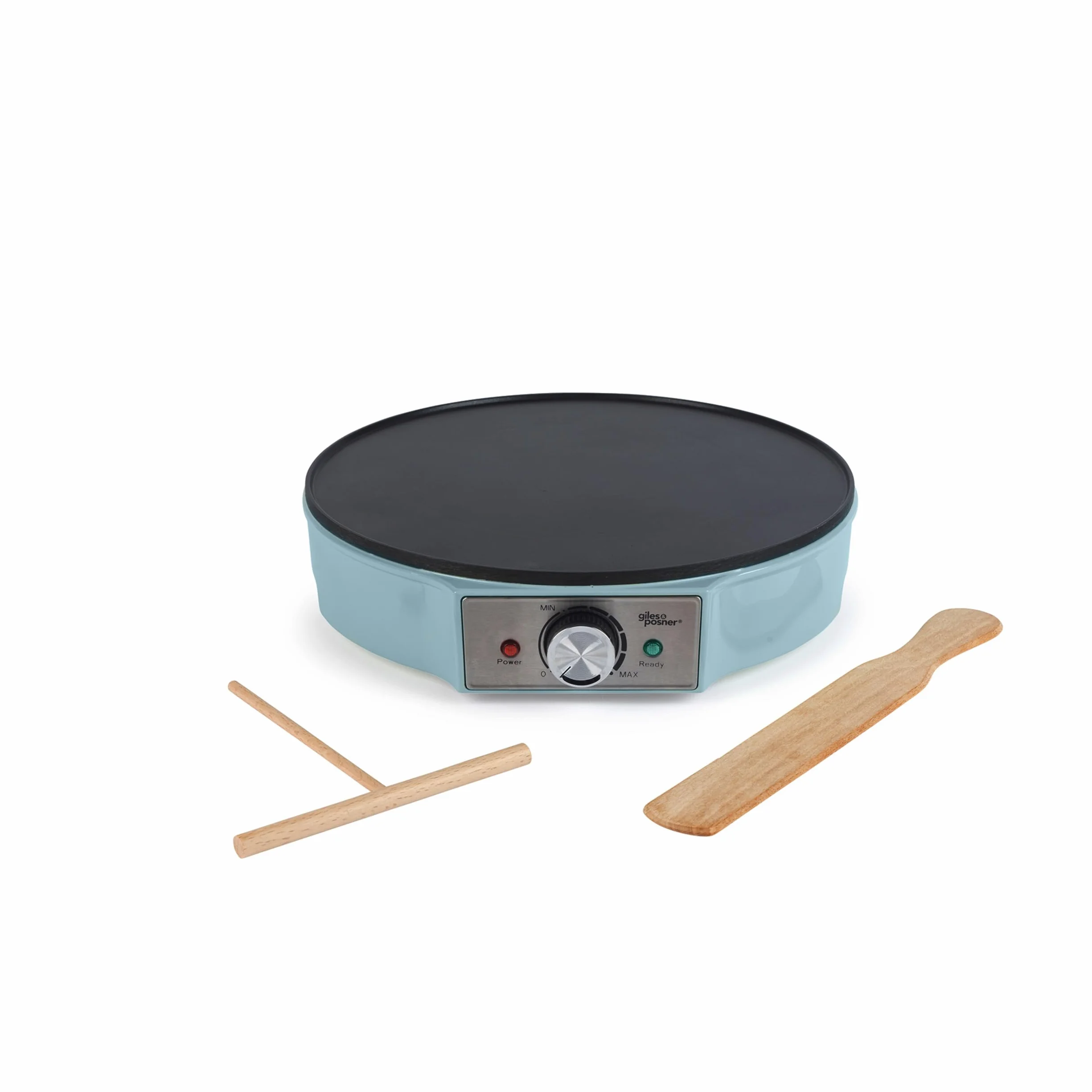 Giles & Posner Crepe Maker Piastra Elettrica Antiaderente 30 cm 1000W Temperatura Regolabile Blu