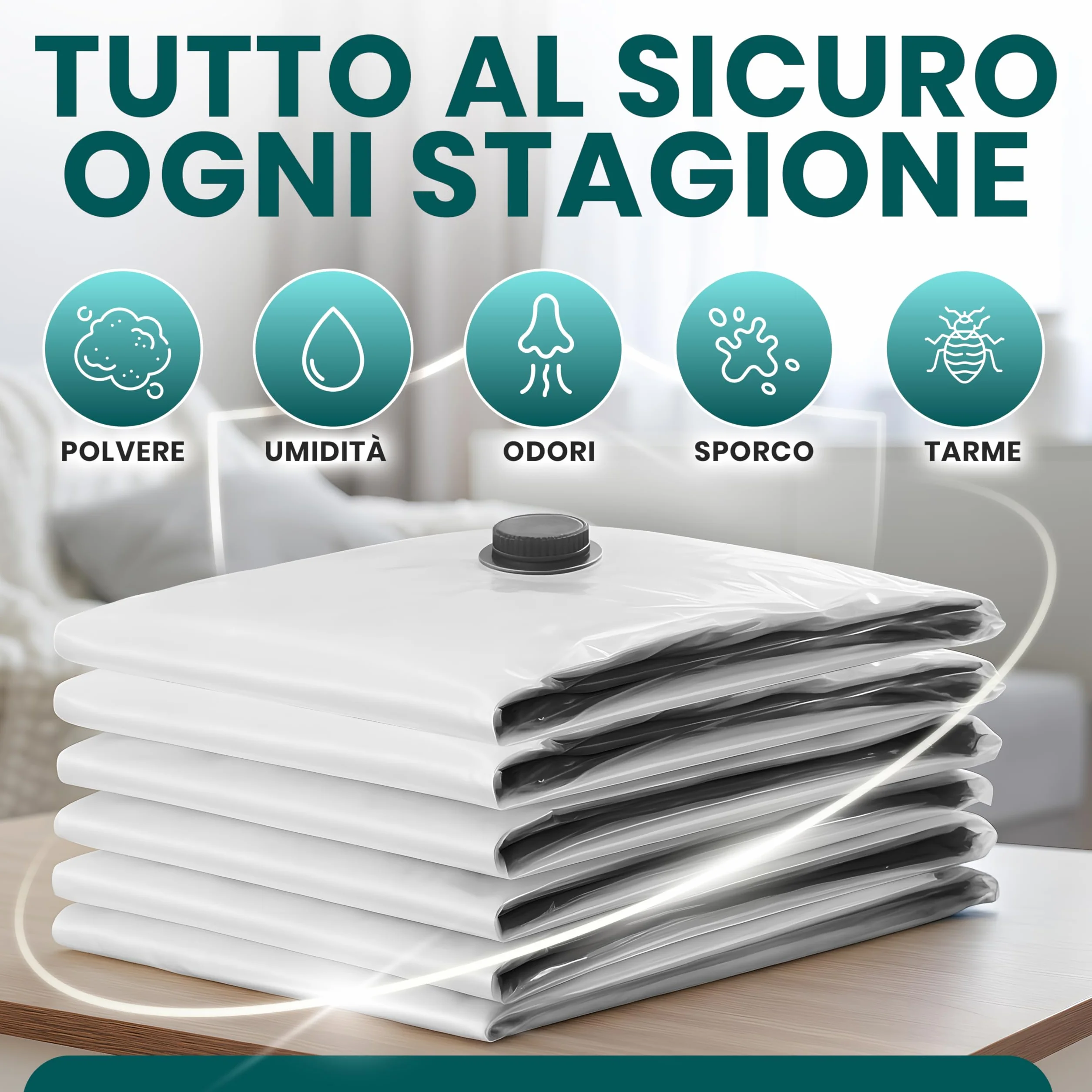 myHodo Sacchetti Sottovuoto XXL 80x120 cm 6 Pezzi Riutilizzabili Doppia Chiusura Ermetica