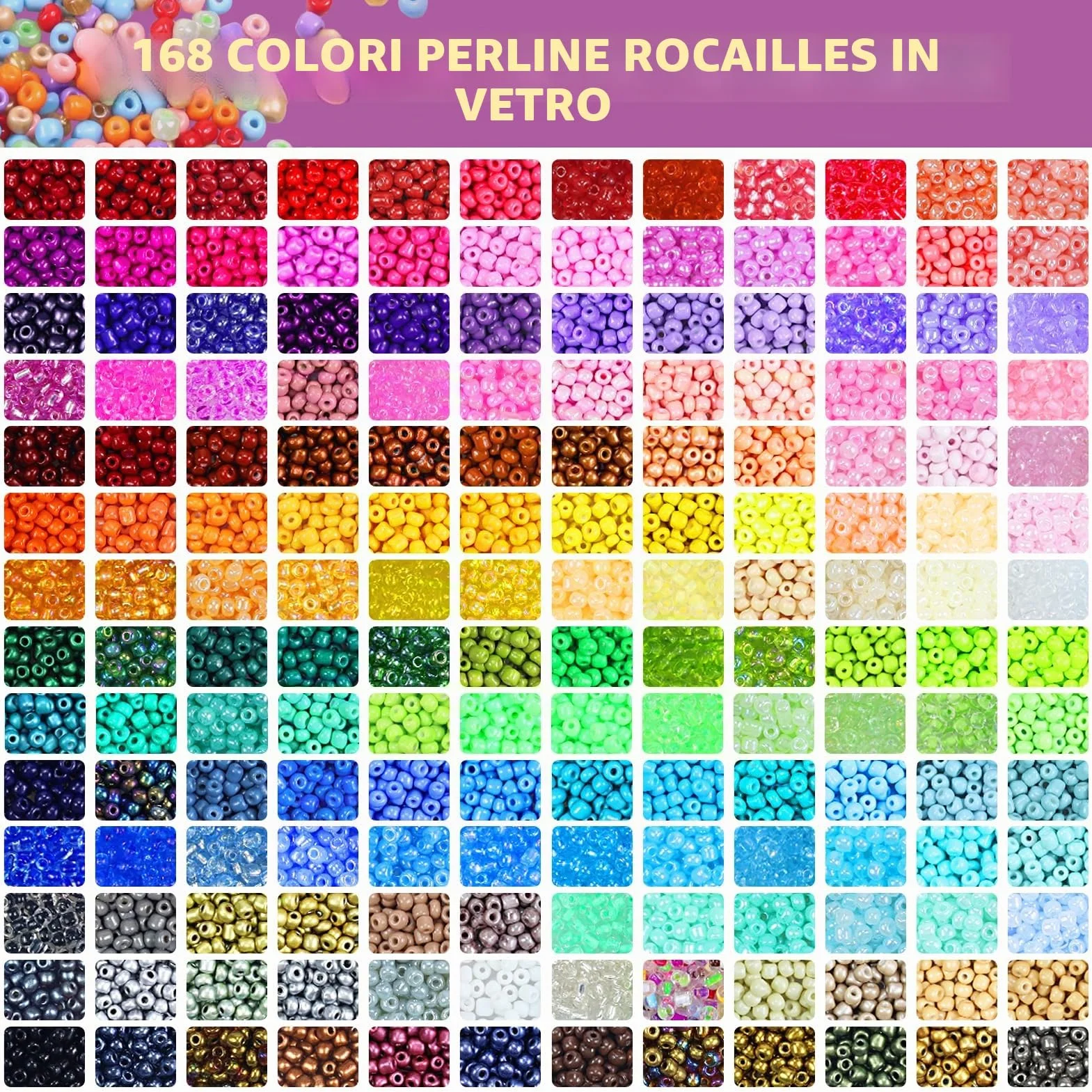 168 Colores Perline per Braccialetti 44506 Pezzi - Kit Bigiotteria Fai da Te Bambina con 450 Lettere, Perline Sorridenti e Ciondolo Charms 3mm per Gioielli