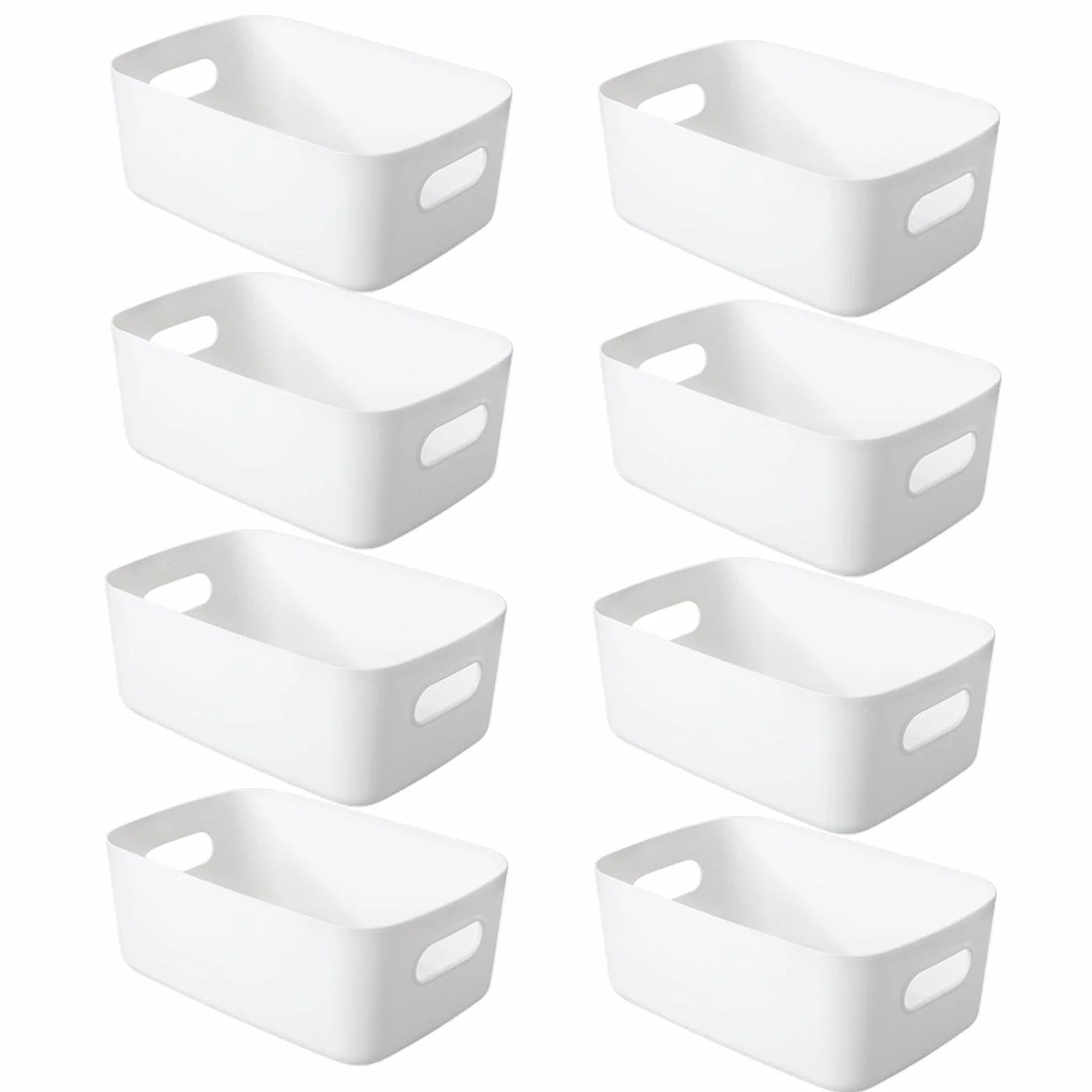 Cestini Portaoggetti Plastica Bianco 30x20x12 cm Scatola Portaoggetti con Manici Box Conservazione Organizer Desktop