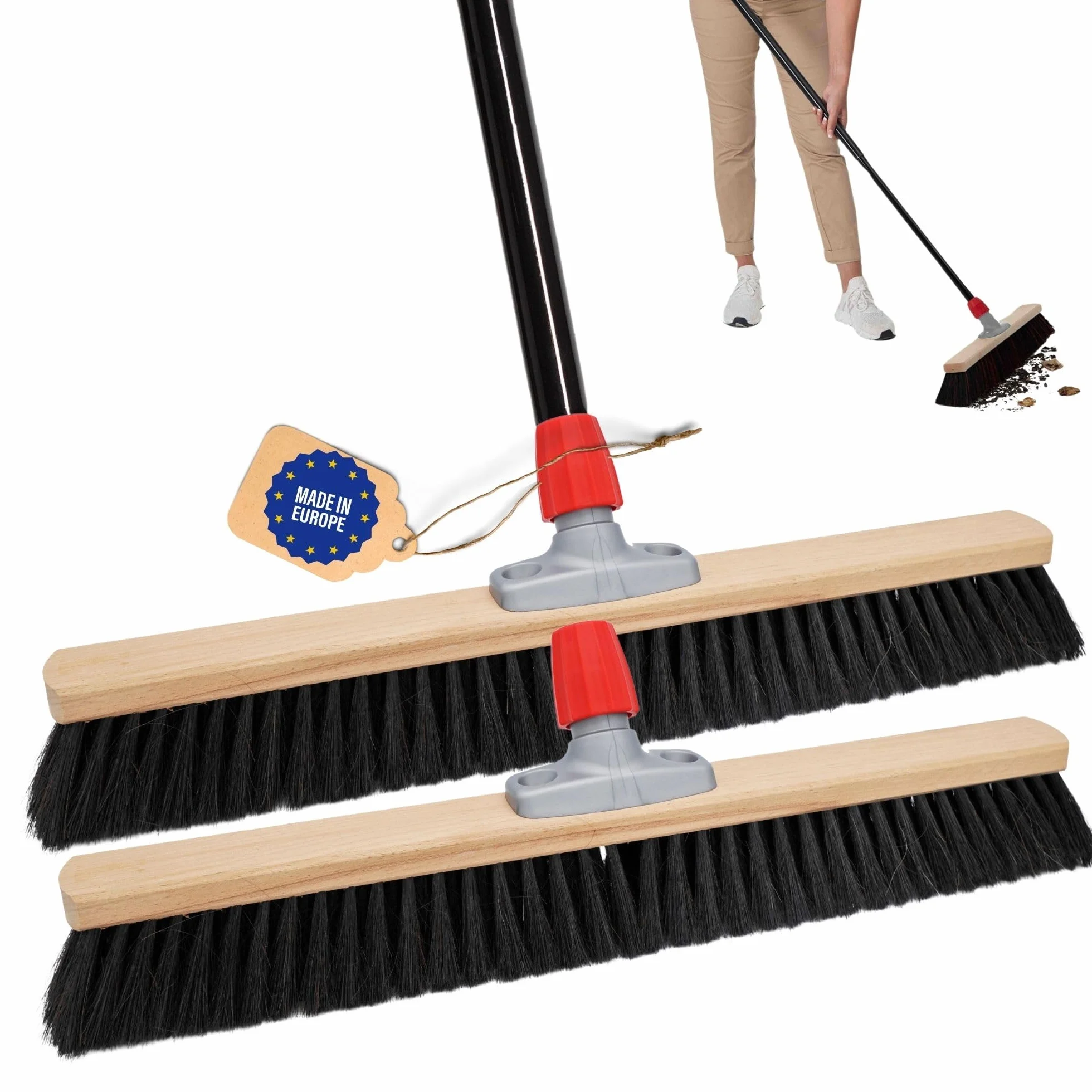 Novaliv Scopa Grande 100 cm Manico Setole Sintetiche Scopa Industriale
