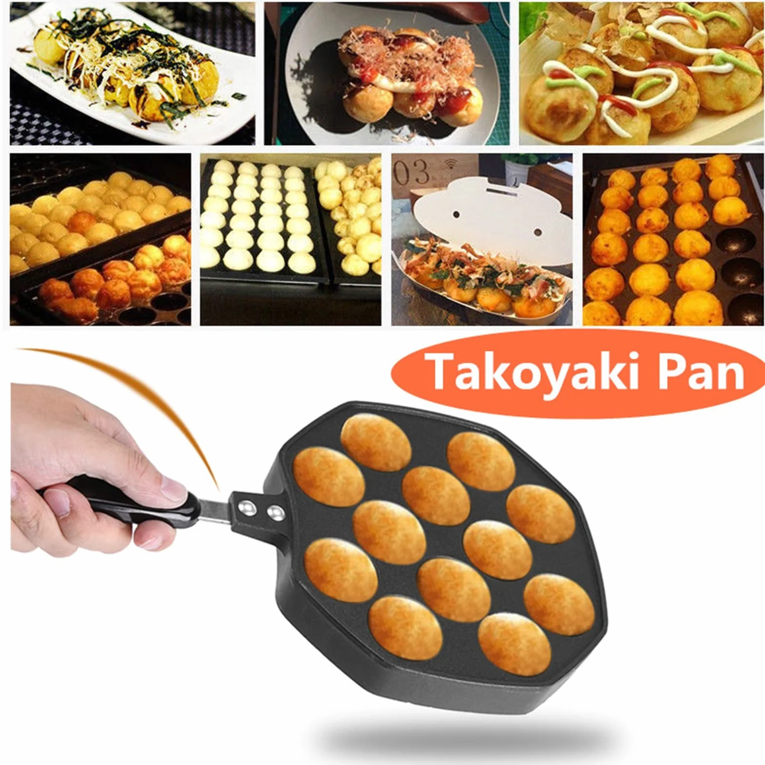 Elektryczna Maszyna do Takoyaki 7-komorowa - Antyadhezyjna Powłoka, Aluminiowa Patelnia do Domowego Użytku