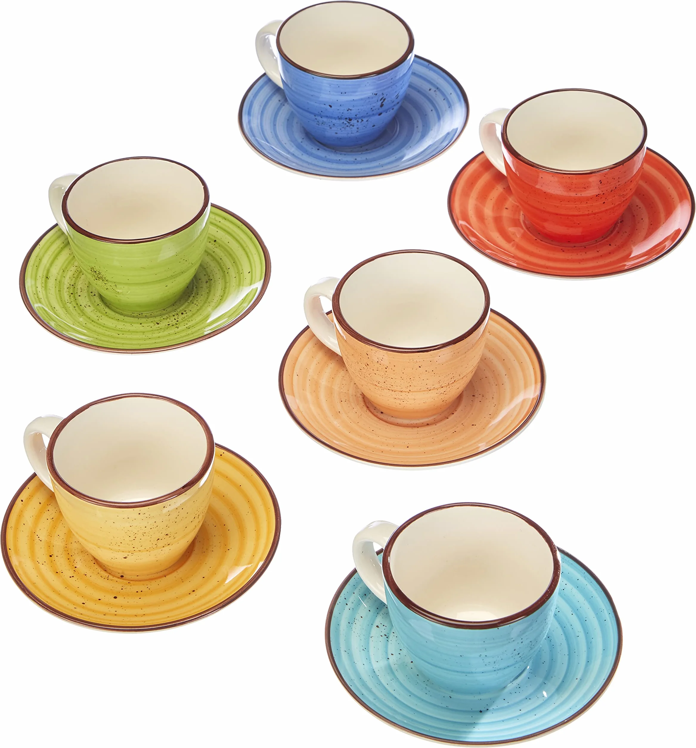Tognana Art & Pepper Set 6 Tazzine Caffè Con Piatto cc 90 Stoneware Multicolore