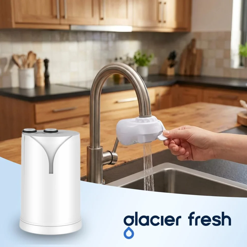 GLACIER FRESH Filtro acqua rubinetto ON TAP V 600L compatibile Brita On Tap Pro V-MF Riduce cloro PFAS microplastiche metalli cattivi odori 2 pezzi