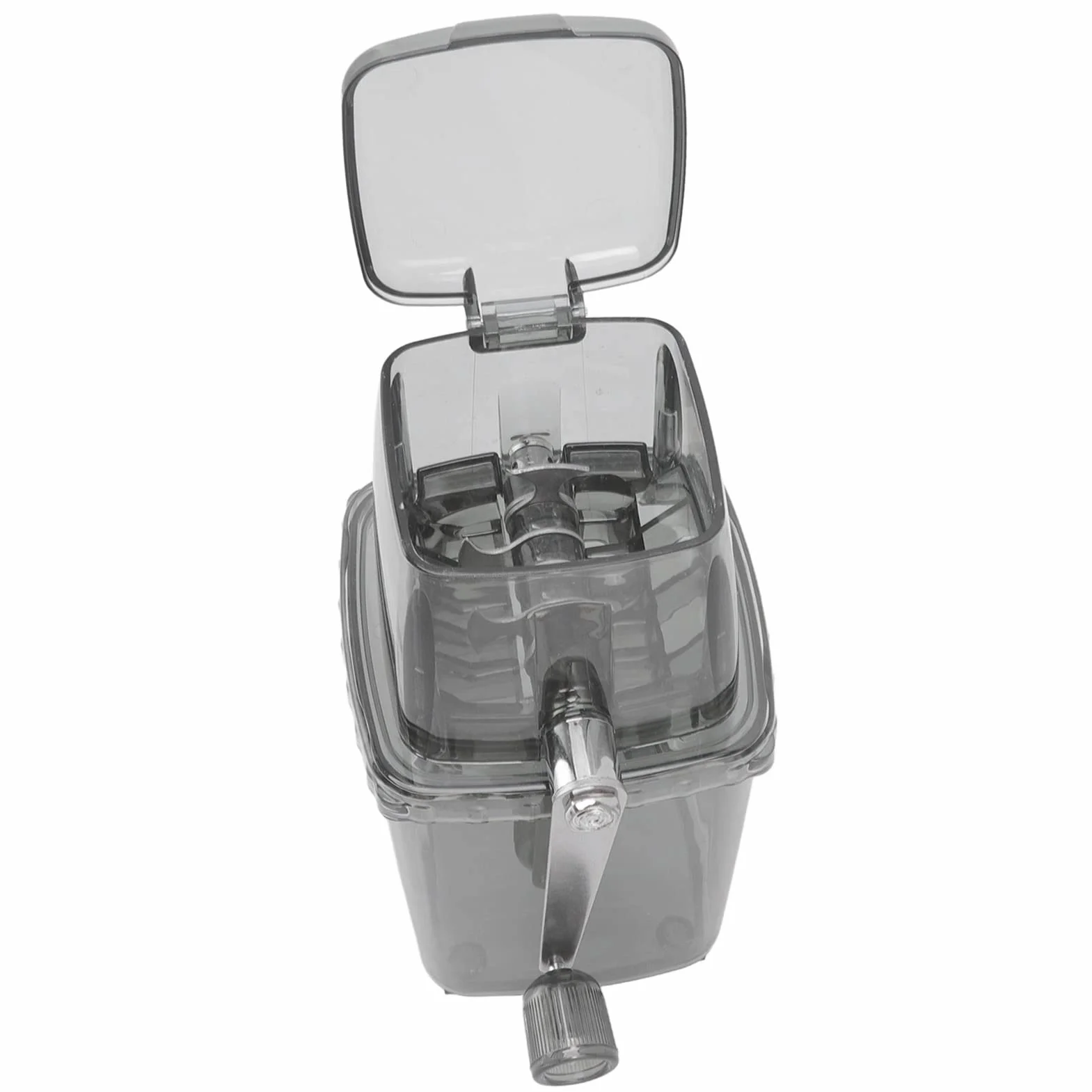 Tritaghiaccio da 1,25 litri, tritaghiaccio manuale portatile, tritaghiaccio con lame in acciaio inossidabile, tritaghiaccio per ghiaccio tritato domestico (Nero trasparente)
