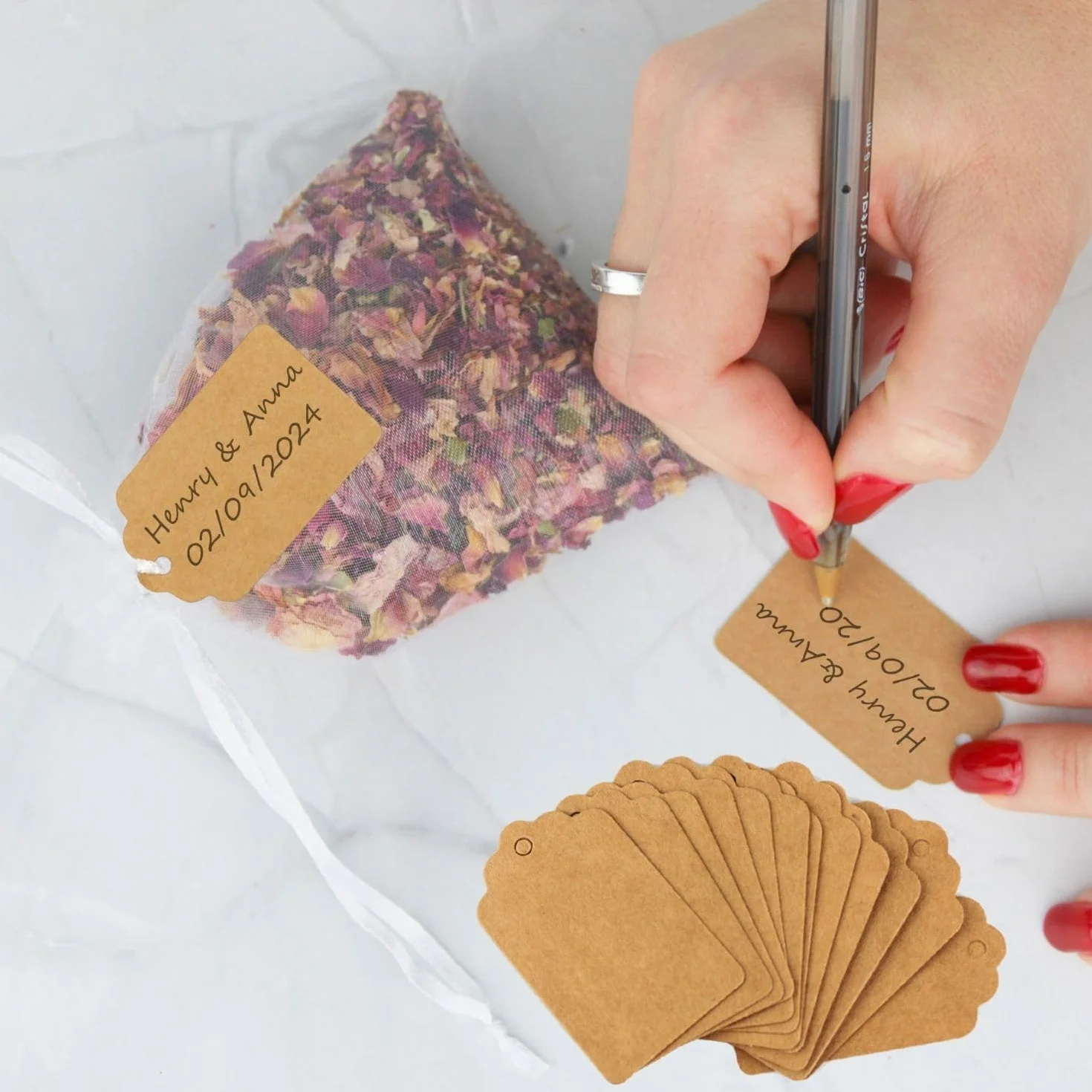 CULTIVEA Vassoio 36 sacchetti fiori secchi naturali Rose Decorazione matrimonio Coriandoli Petali rosa essiccati
