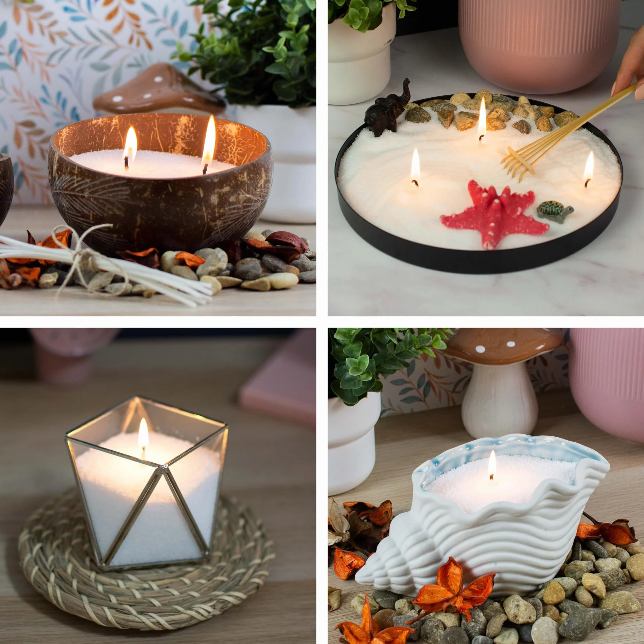 CANDELISS Kit per Candela di Sabbia 0,5kg Granelli di Cera Sabbia per Candele Perle Decorative
