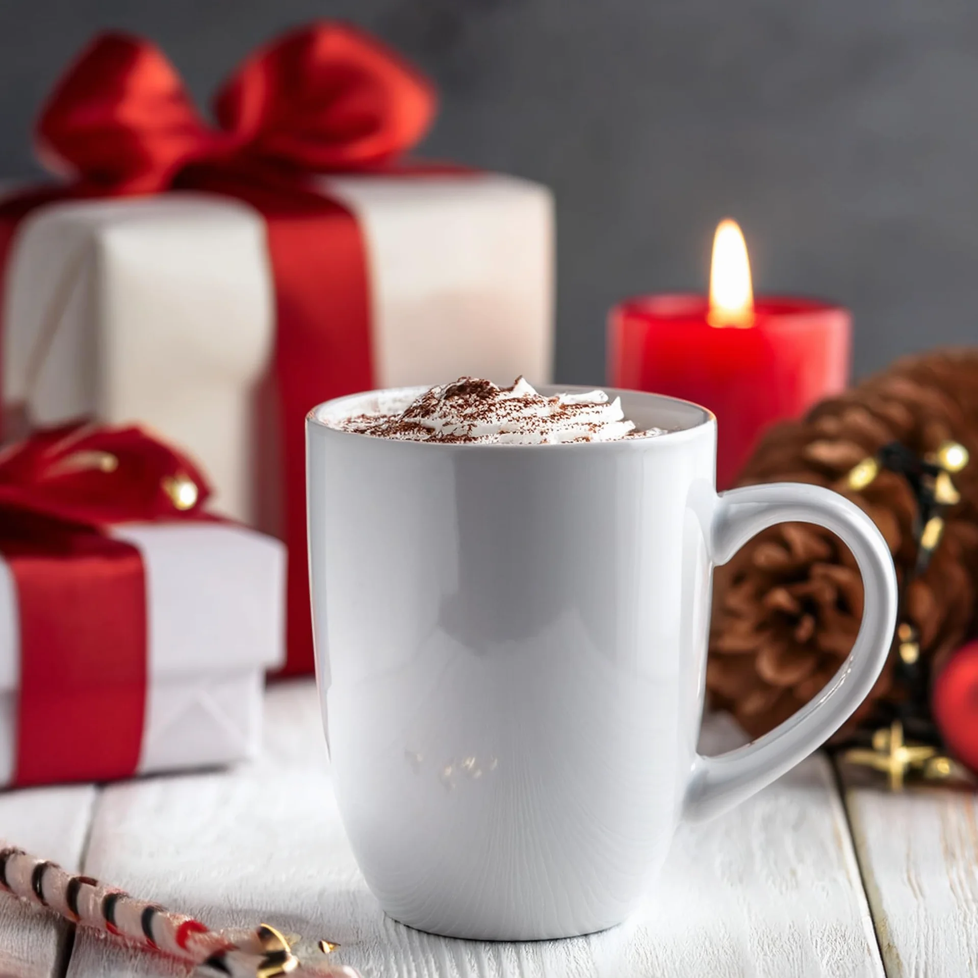 Glasmark Krosno Set di 6 tazze da caffè in ceramica 300 ml Bianco
