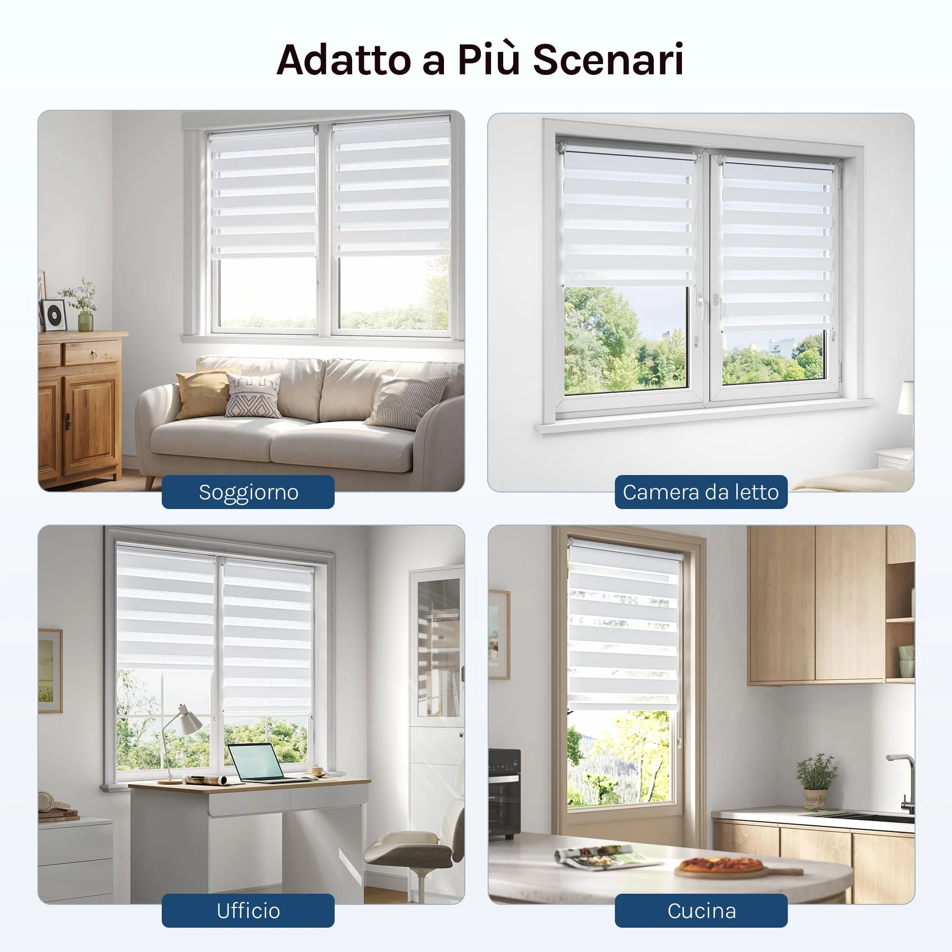 WOLTU Tenda a Rullo Doppio Strato Giorno e Notte, Oscurante, 75x220 cm, Bianco