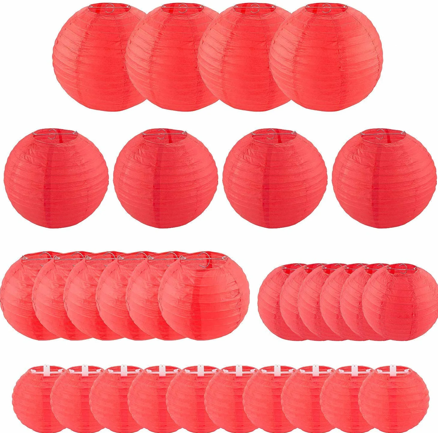 STARVAST 30 lanterne di carta rossa assortite dimensioni rotonde 4 6 8 10 12 pollici per matrimoni casa feste Natale