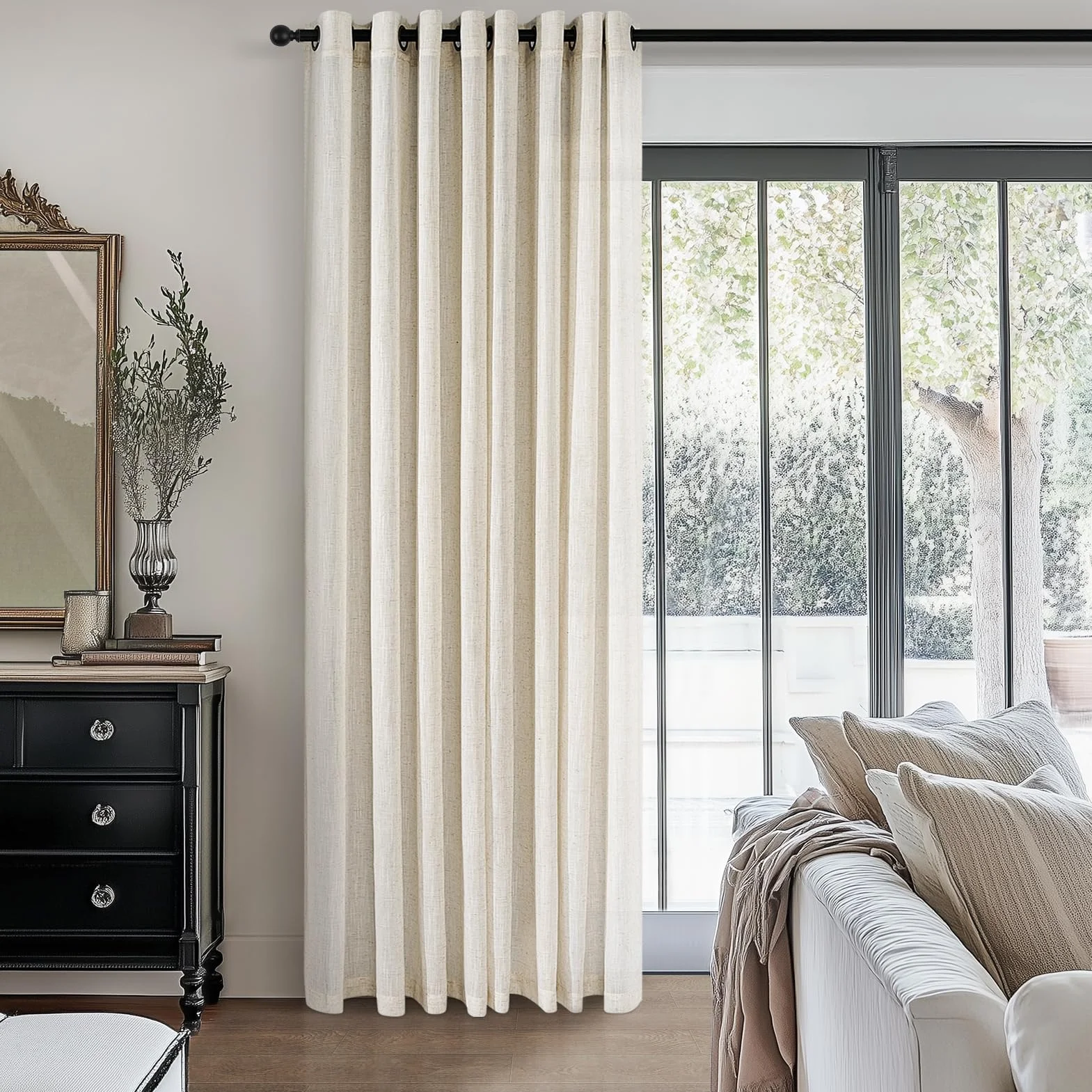 Topfinel Tende Per Interni Oscuranti Lino Tenda Camera Da Letto Bambini a Pannello con Occhielli in Voile Spessa Tenda Semitrasparente per Poggiorno da Letto Ufficio Naturale 2 Pezzi 140 x 260 cm