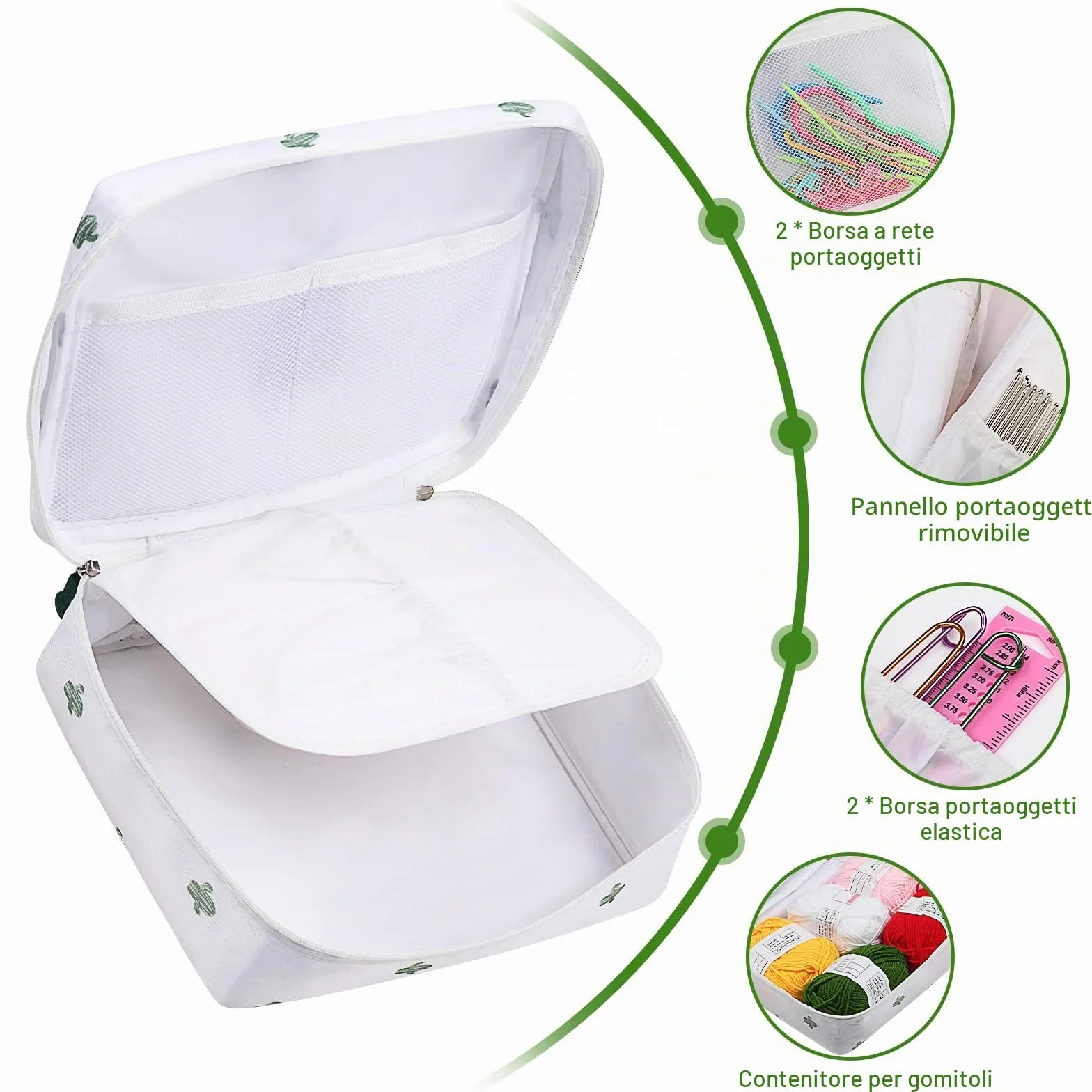 Coopay Set di uncinetti ergonomici in metallo 0,6-6 mm per principianti con accessori e custodia