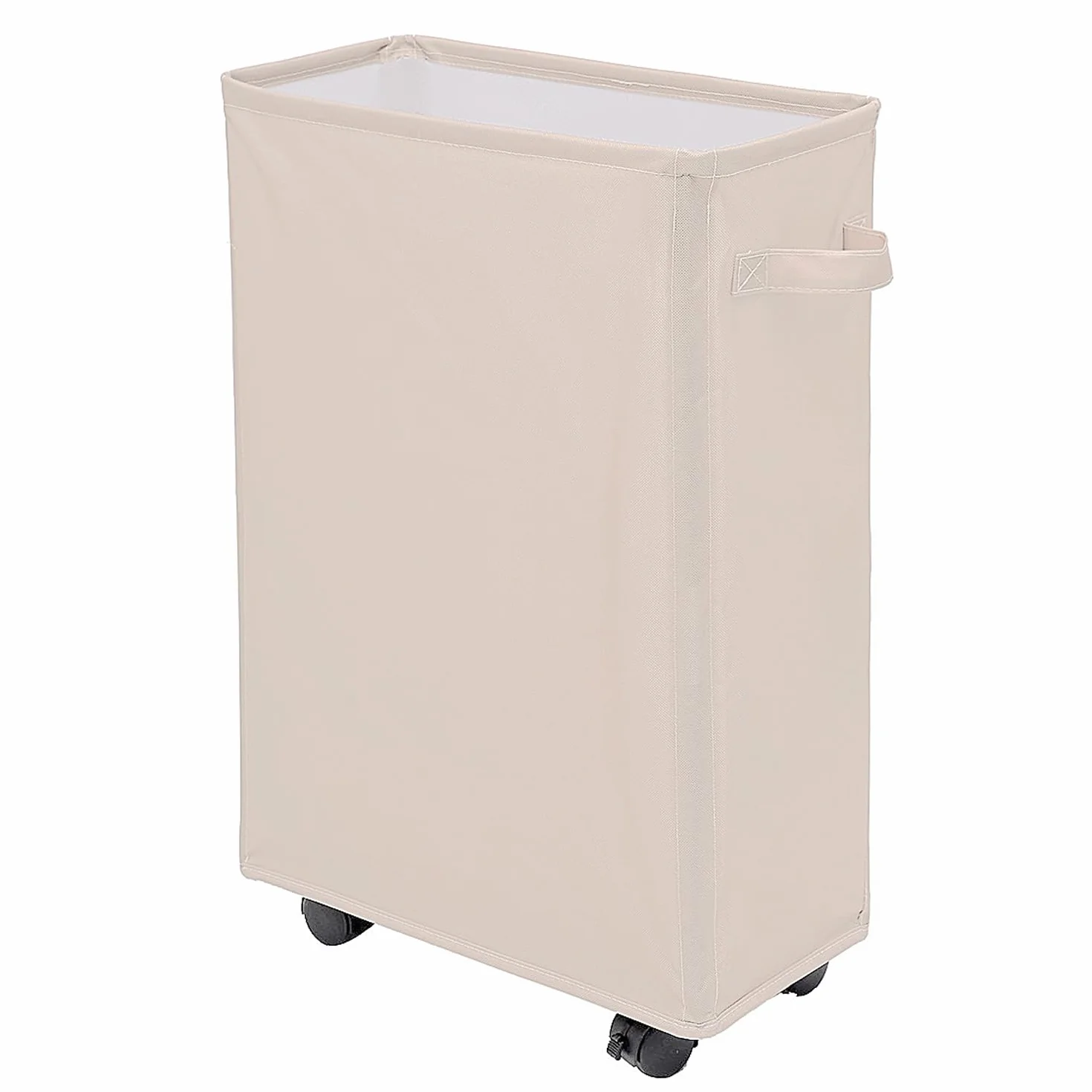 Cesto della Biancheria con Ruote 40L - Cesta Portabiancheria Pieghevole Rettangolare Beige