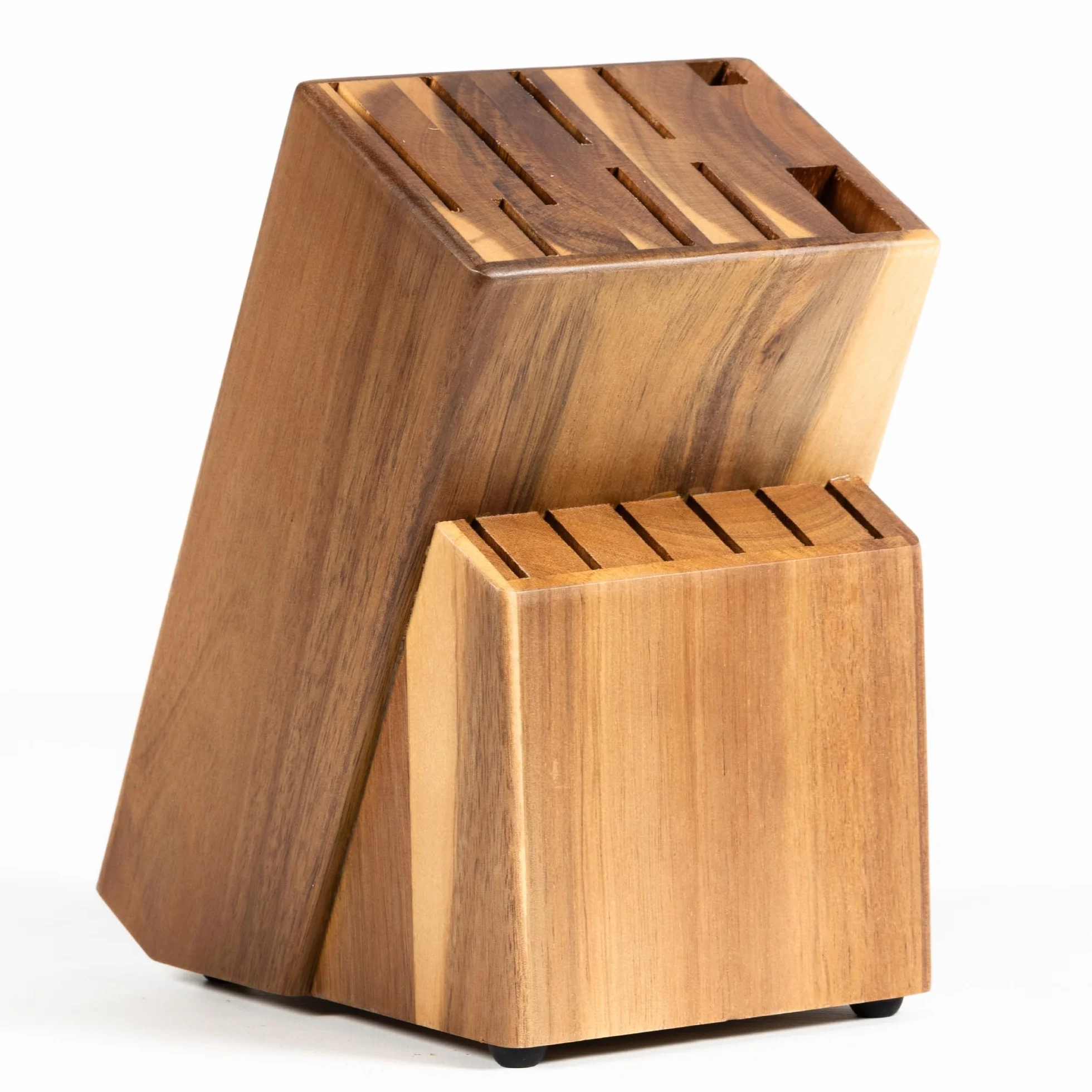 Coninx Ceppo Coltelli da Cucina in Legno Acacia - Porta Coltelli Cucina - Ceppo Coltelli Vuoto - Blocco Coltelli Universale senza Coltelli - 13 x 19.5 x 23 cm