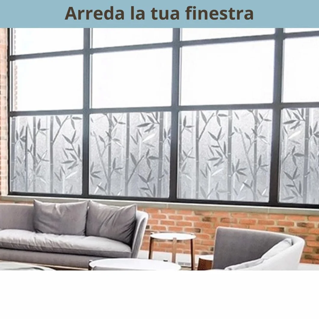 Pellicola decorativa Vetri (Bamboo, 60 x 200 CM) Protezione Privacy Autoadesiva senza colla Anti UV senza Residui Facile Applicazione Finestre Doccia Aderenza Statica Rimovibile Riutilizzabile