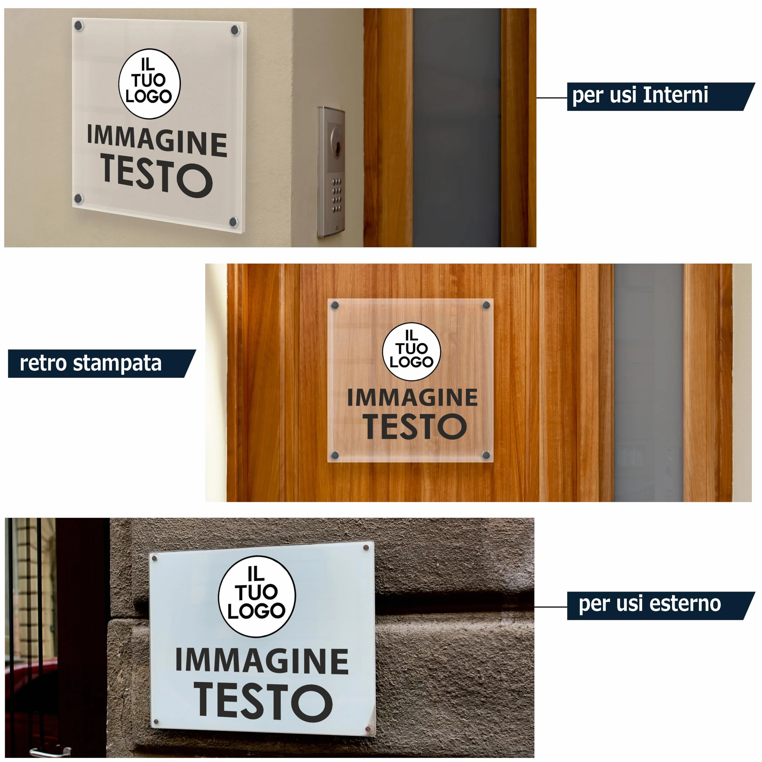 Mr Pubblicità - Targa Personalizzata Plexiglass Personalizzata, Stampata con Logo Testo o Immagine, Insegna, Cartello, Targhetta (30x20 cm)