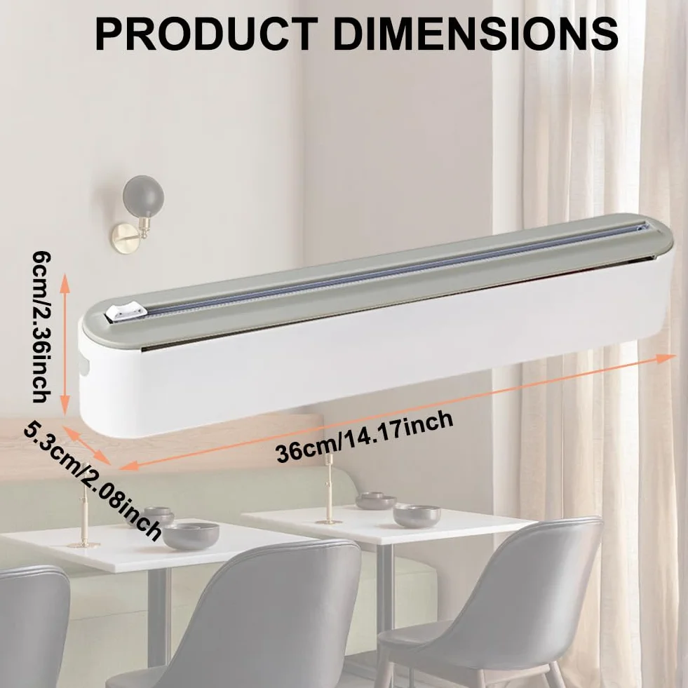 2 dispenser magnetico per pellicole salvafreschezza con taglierino, dispenser e dispenser per pellicola di alluminio, dispenser di pellicola in alluminio e dispenser di pellicola fresca, per cucina