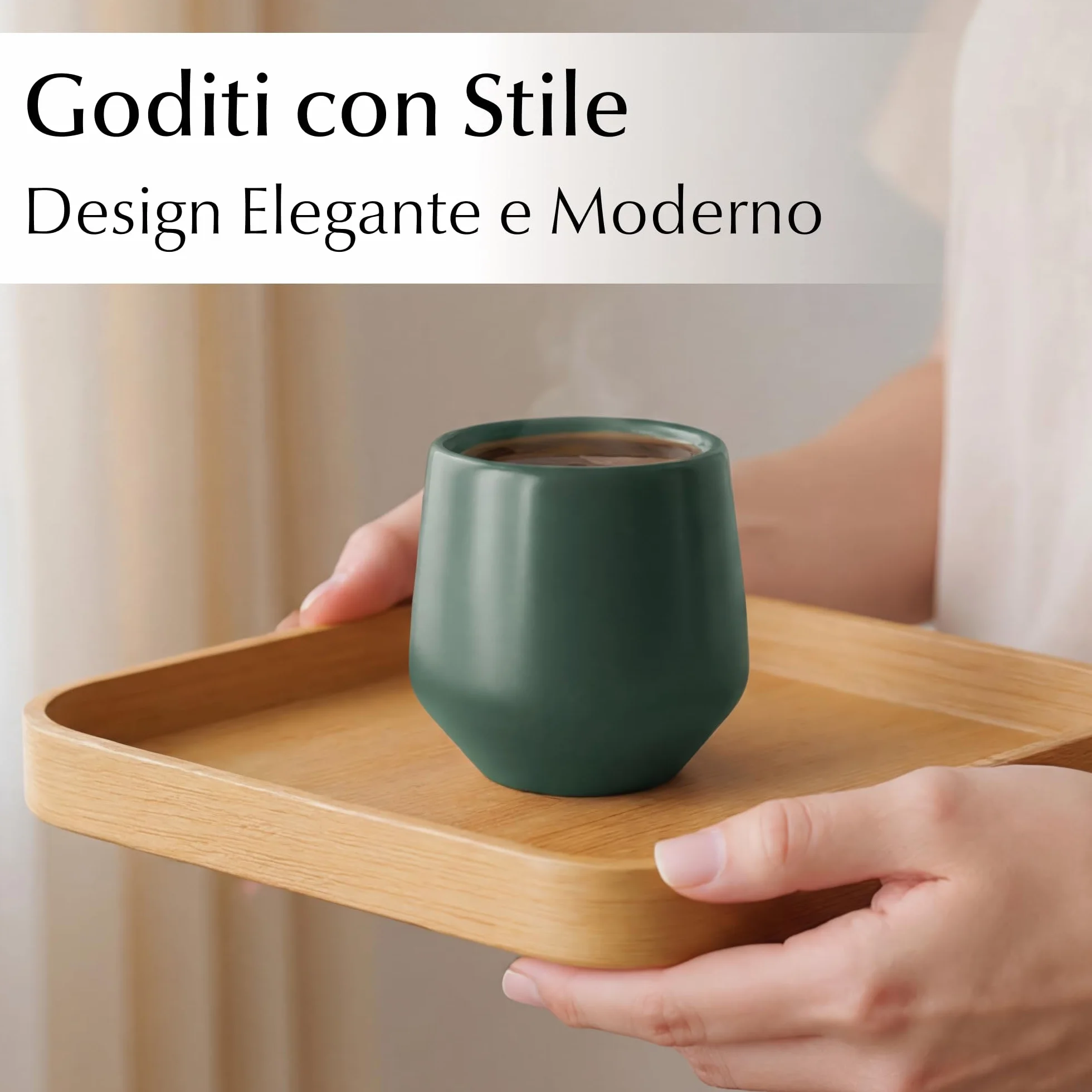 MIAMIO Set di Tazzine da Espresso 4 Pezzi 90 ml Ceramica Collezione Luxe