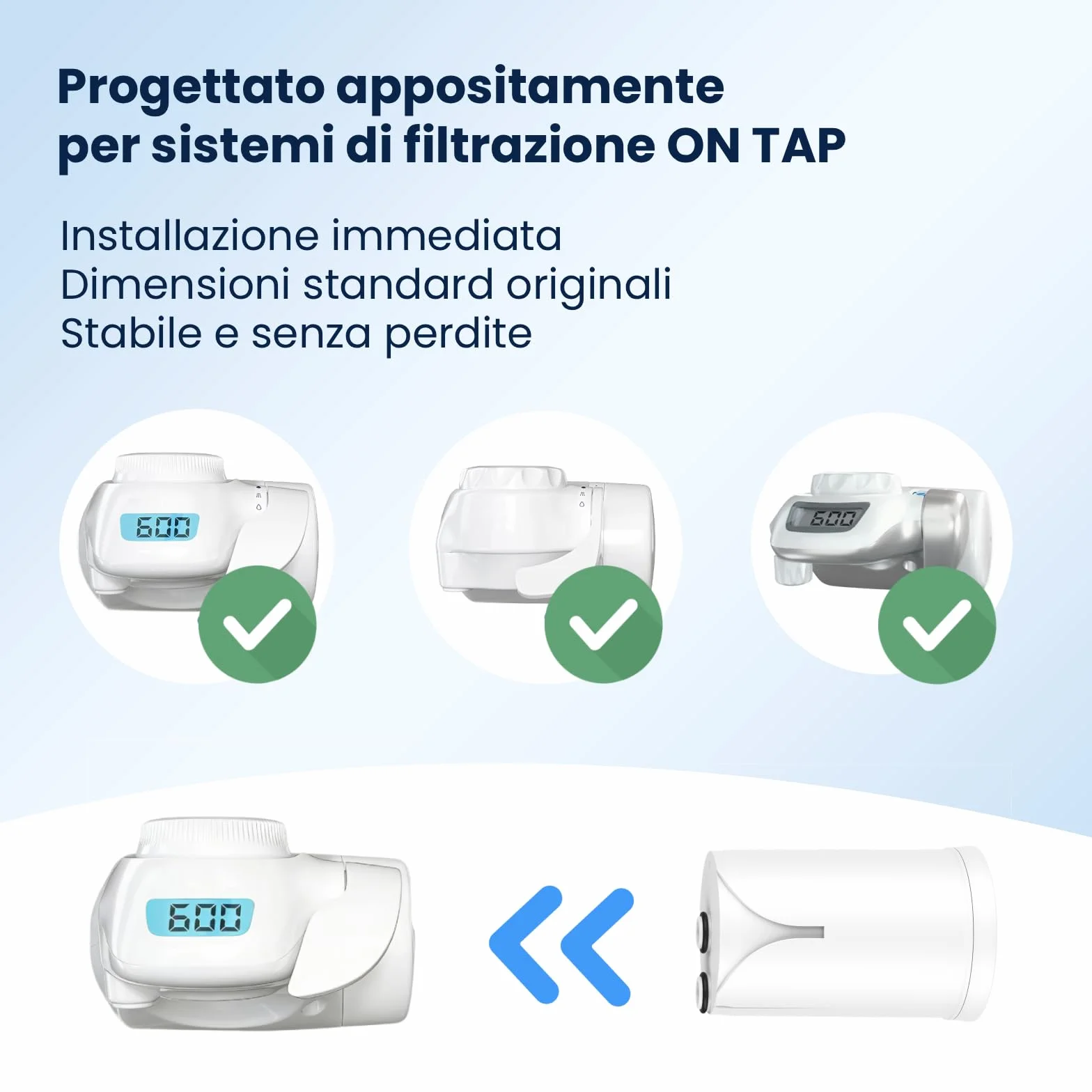 GLACIER FRESH Filtro acqua rubinetto ON TAP V 600L compatibile Brita On Tap Pro V-MF Riduce cloro PFAS microplastiche metalli cattivi odori 2 pezzi