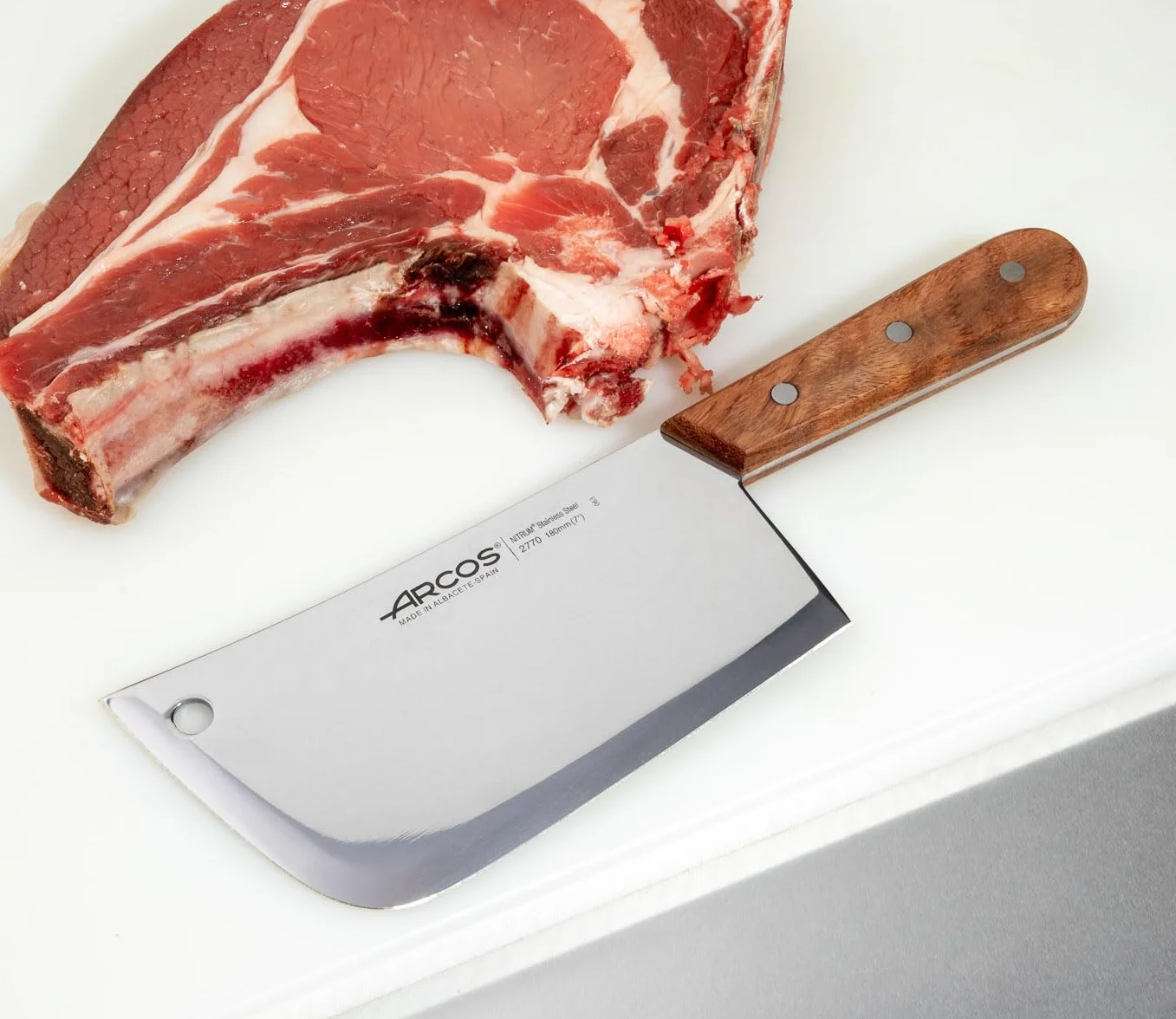 Arcos Serie Atlantico Mannaia da Cucina Lama Acciaio Inossidabile Nitrum 180 mm 380 gr Manico Legno Palissandro