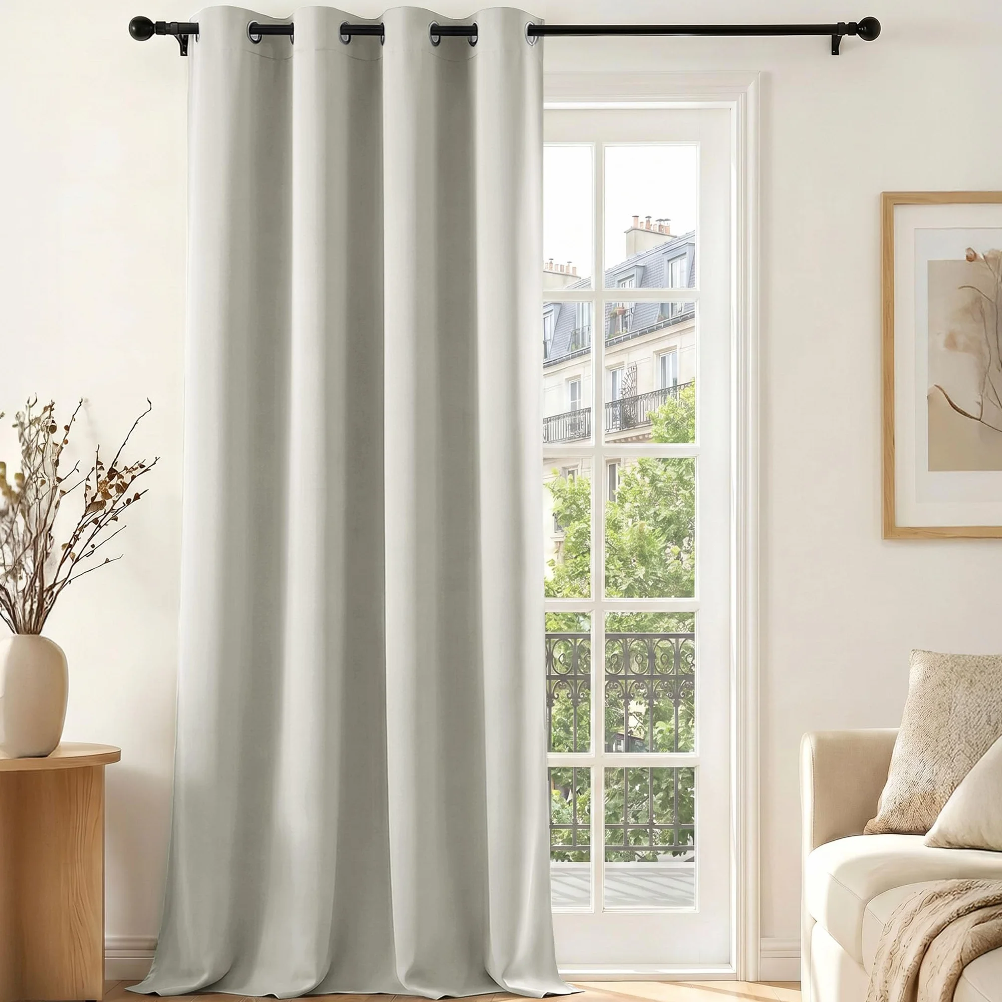 Deconovo Tenda Oscurante per Interni con Occhielli, 1 Pannello 140x220 cm, Tenda Termica Isolante per Camera da Letto e Soggiorno, Drappeggio Morbido ed Elegante, Tortora Chiaro