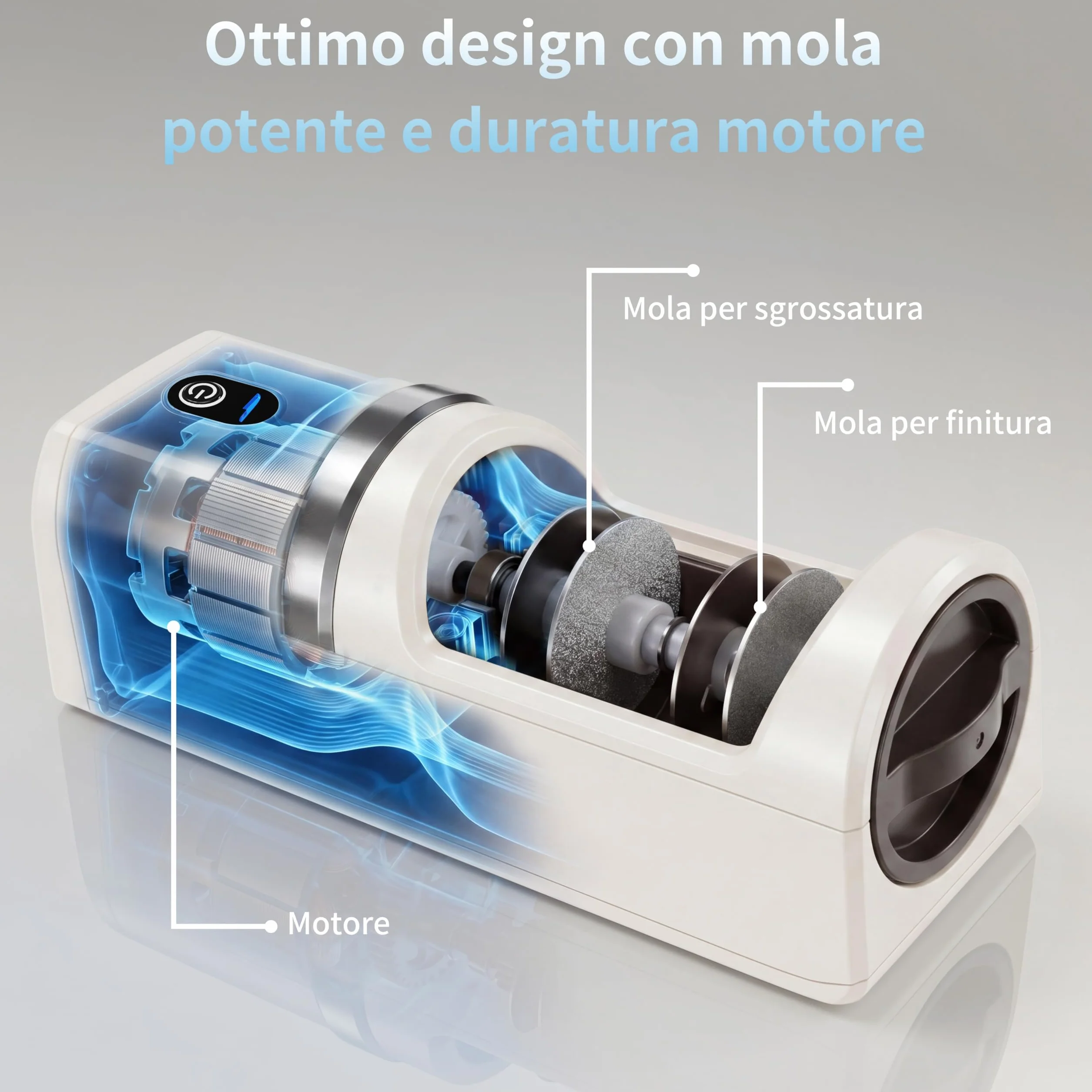 Affilacoltelli elettrico 5 in 1 3 velocità, ricaricabile con diamante per affilatura grossolana e fine
