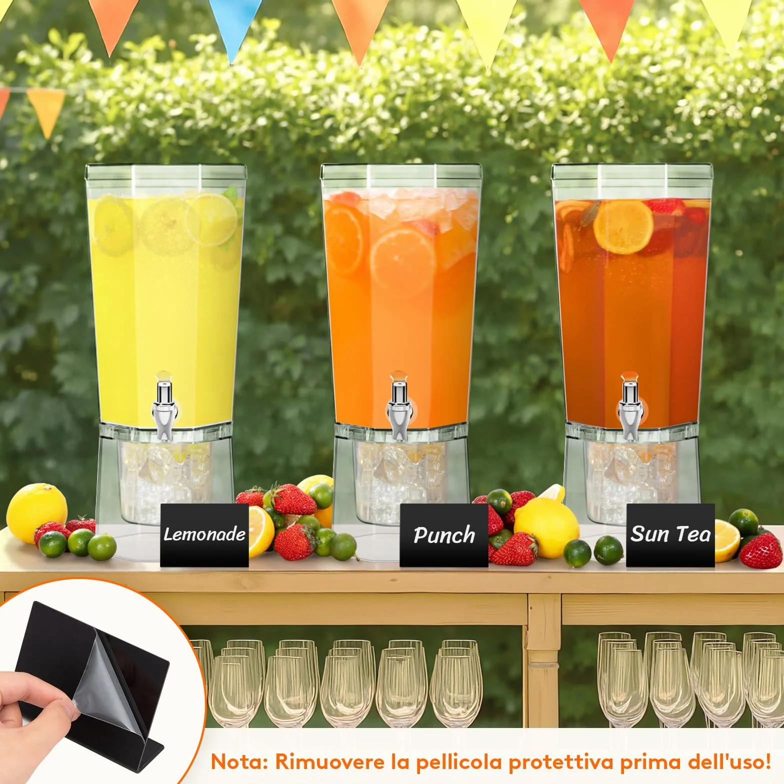 Lifewit 4L Dispenser Bevande con Rubinetto, Contenitore Distributore Bevande Ghiacciati, Set di 2